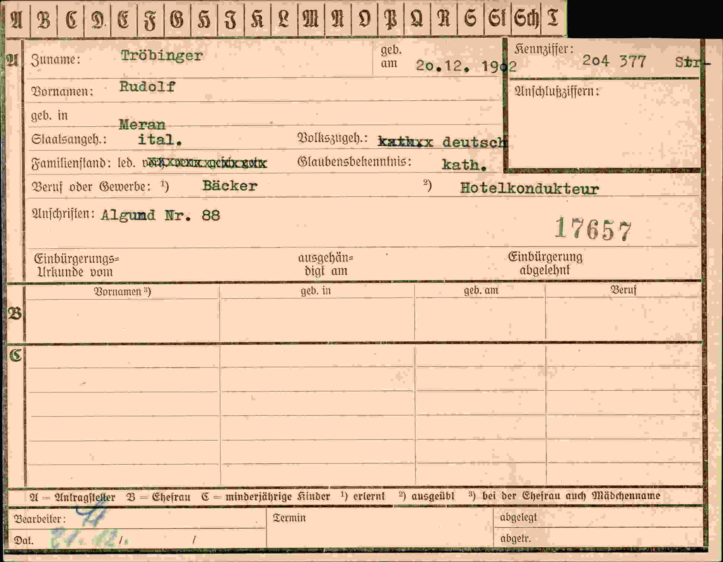 Dokument für Rudolf Tröbinger