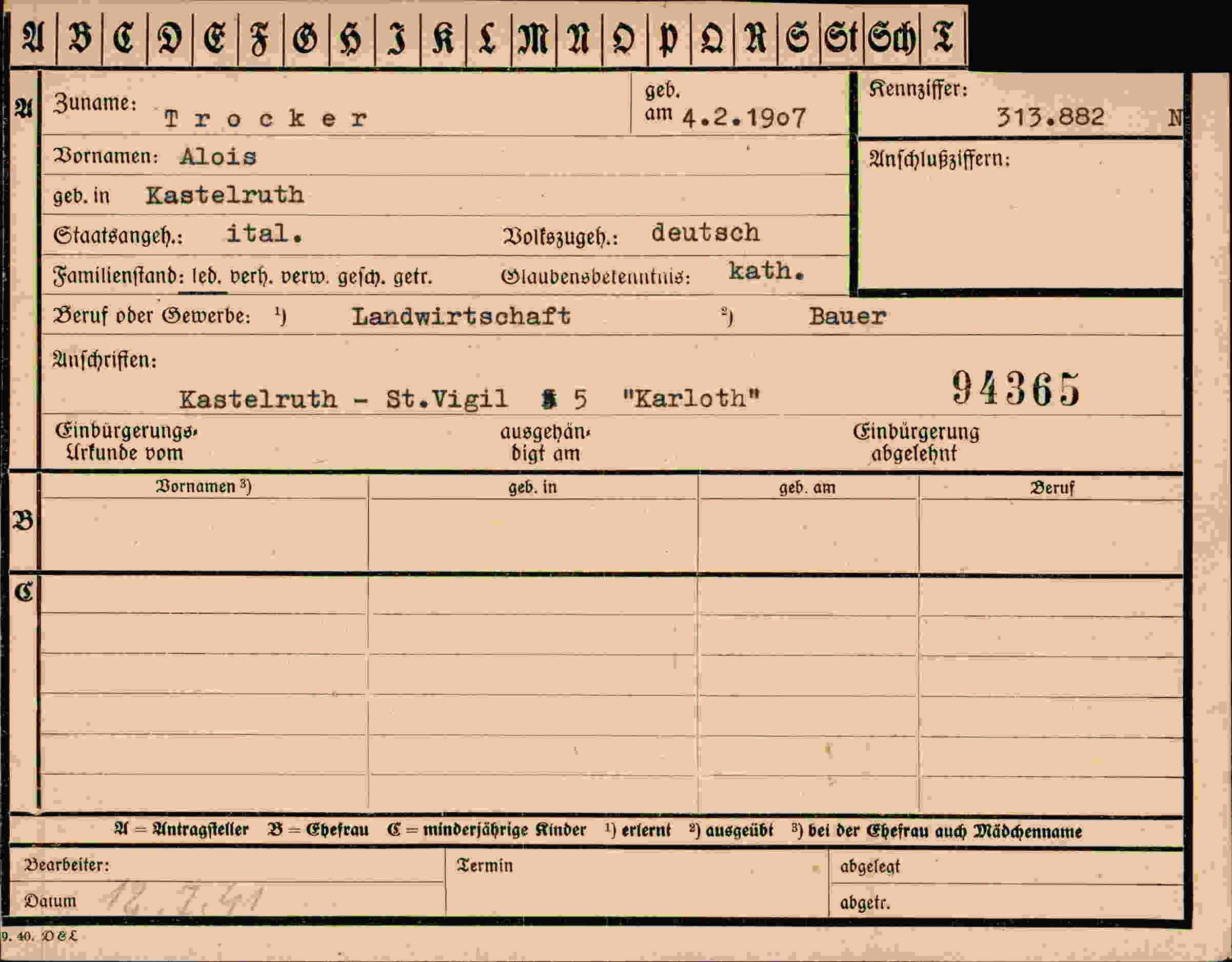 Vorderseite des Dokuments
