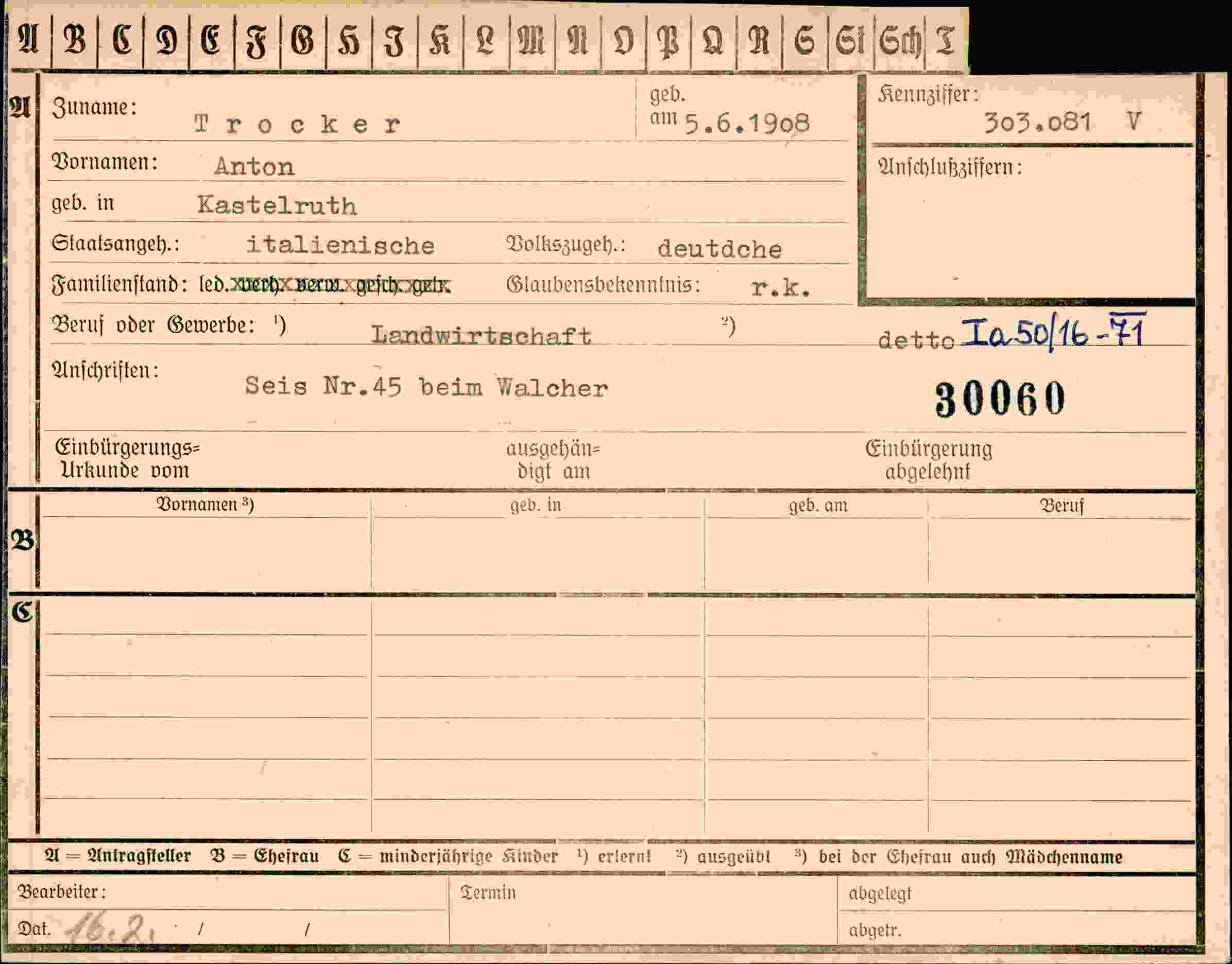 Vorderseite des Dokuments