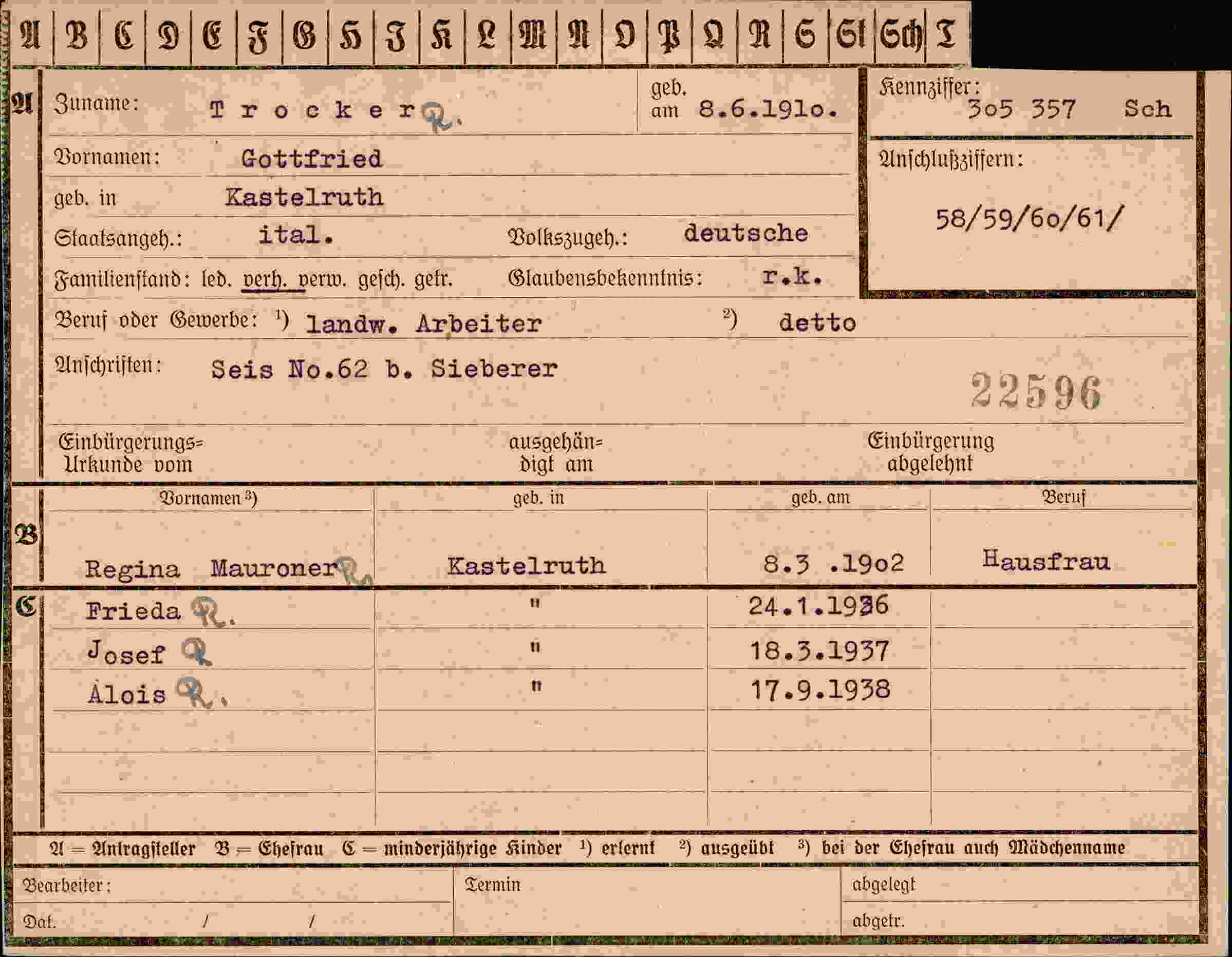 Vorderseite des Dokuments