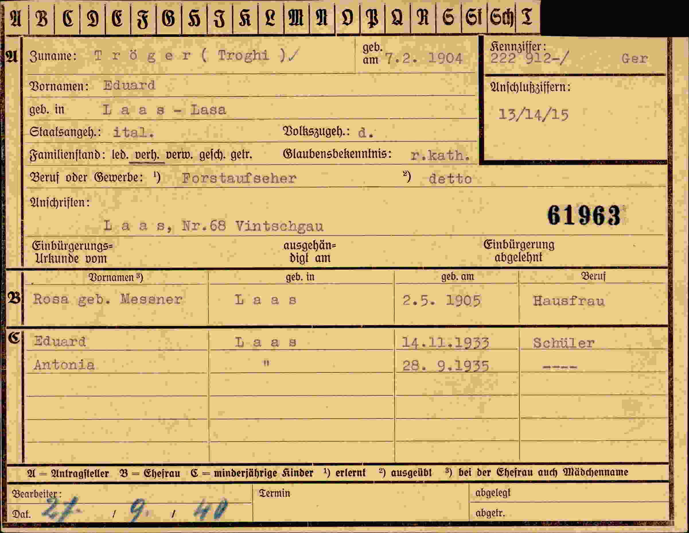 Dokument für Eduard Tröger