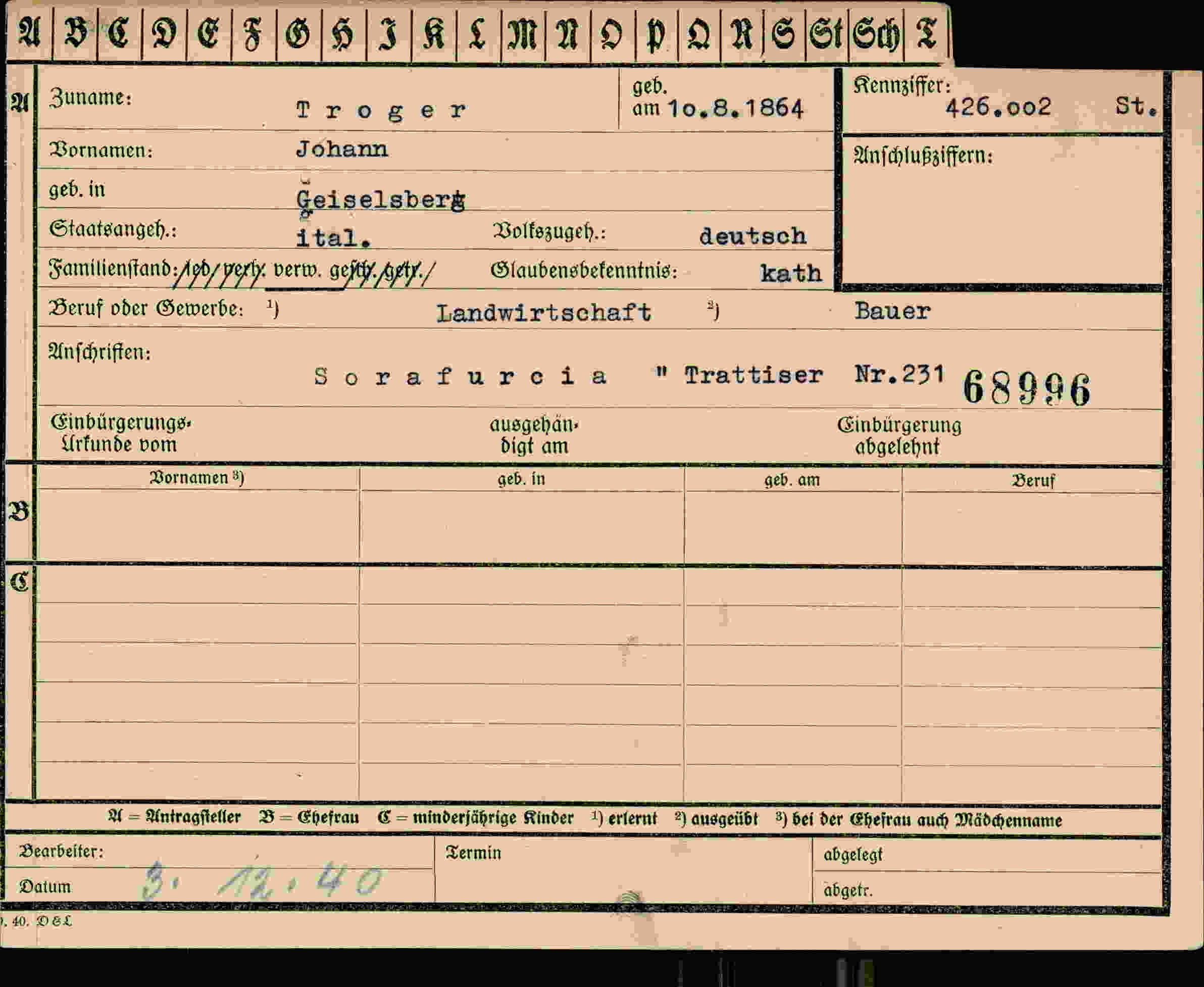 Dokument für Johann Troger