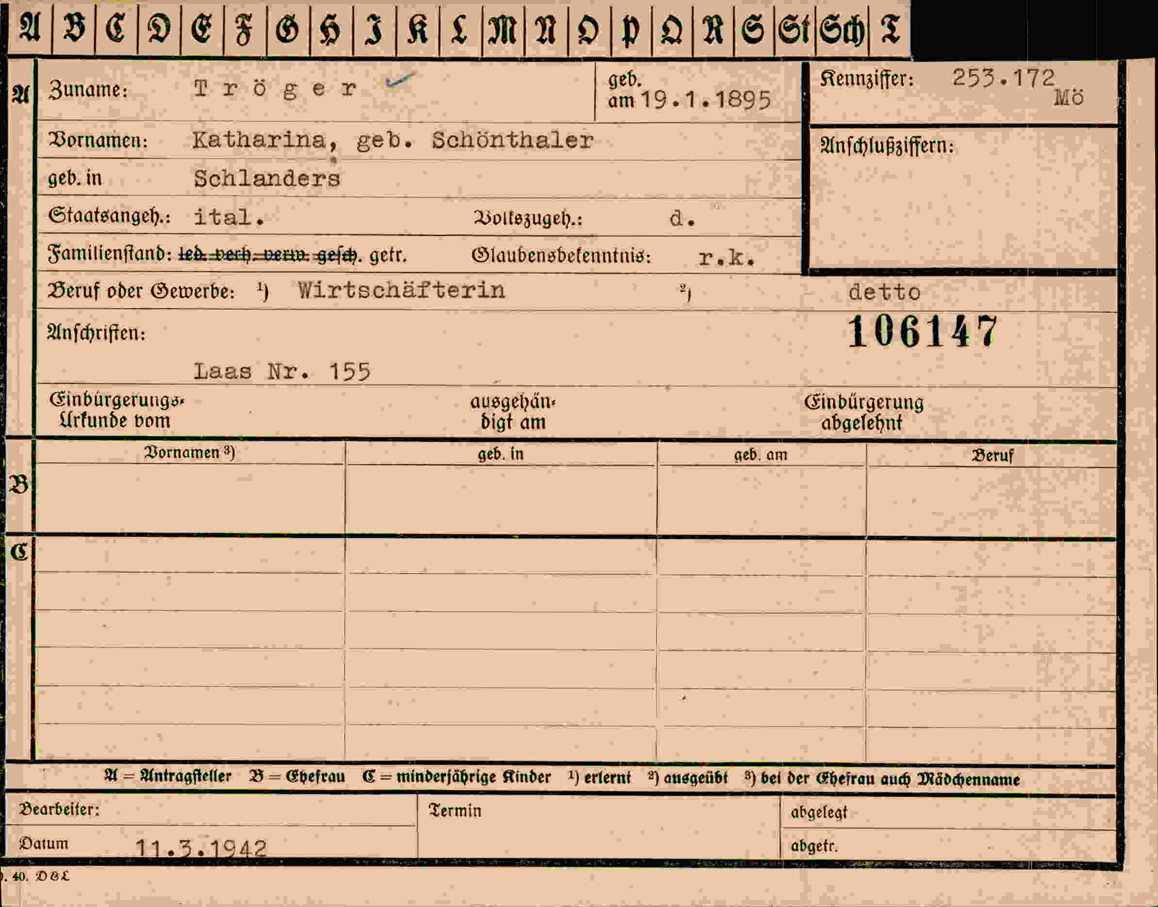 Vorderseite des Dokuments