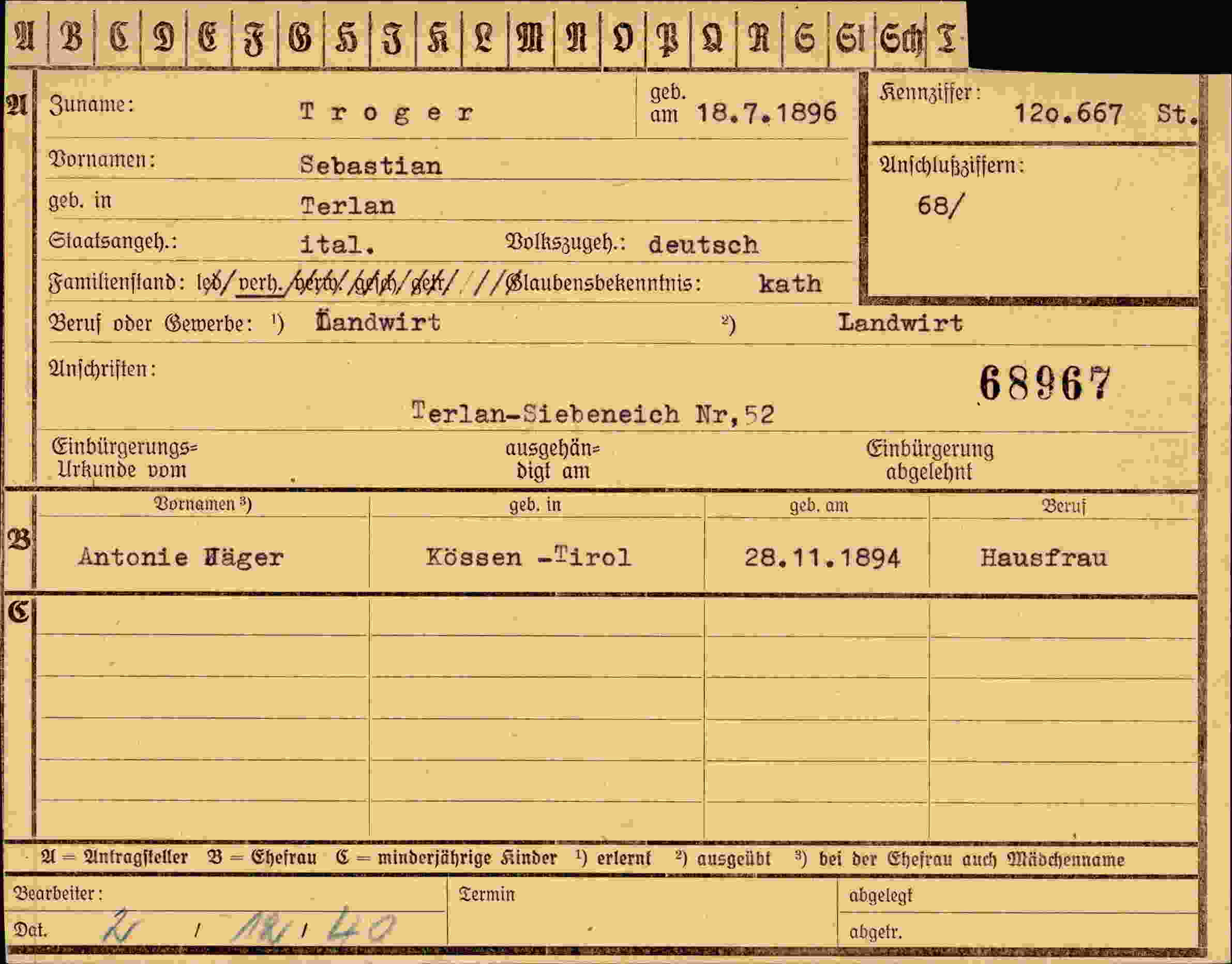 Dokument für Sebastian Troger