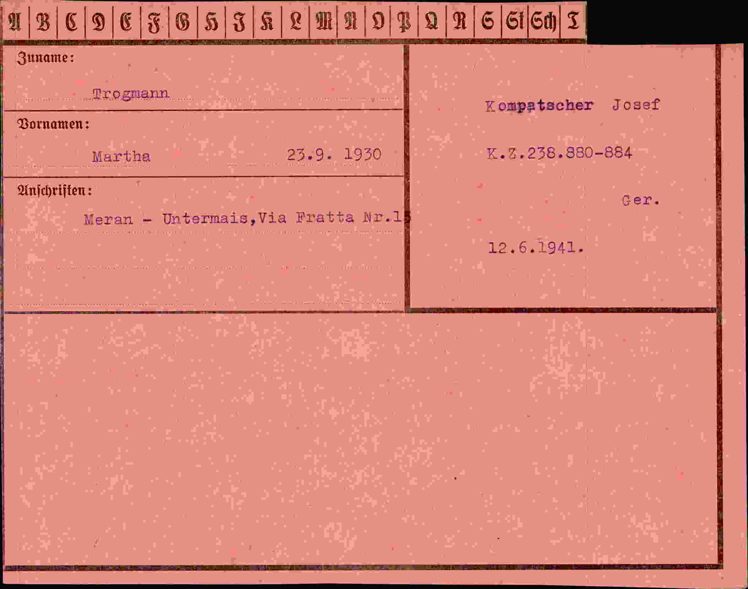 Dokument für Martha Trogmann