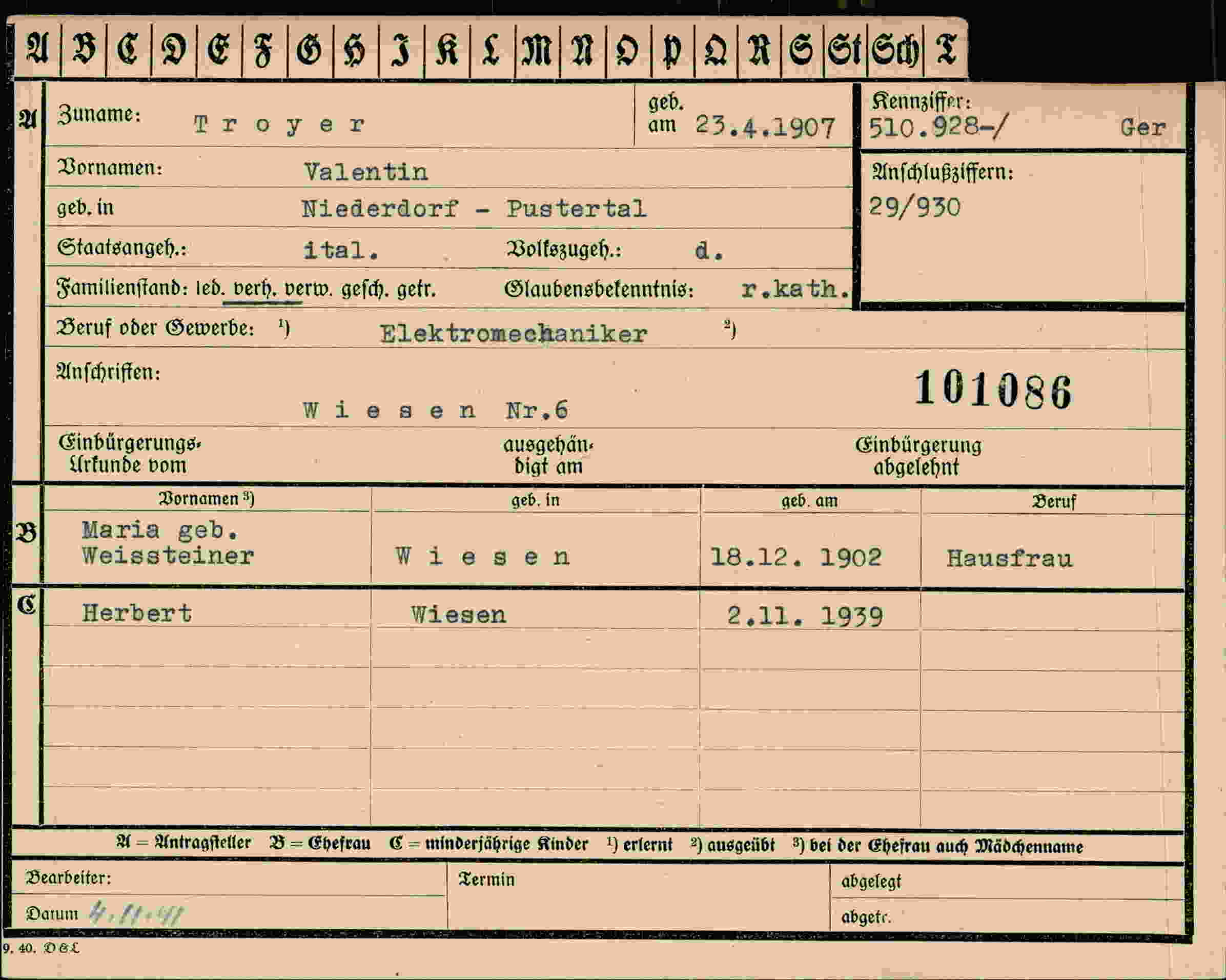 Dokument für Valentin Troyer
