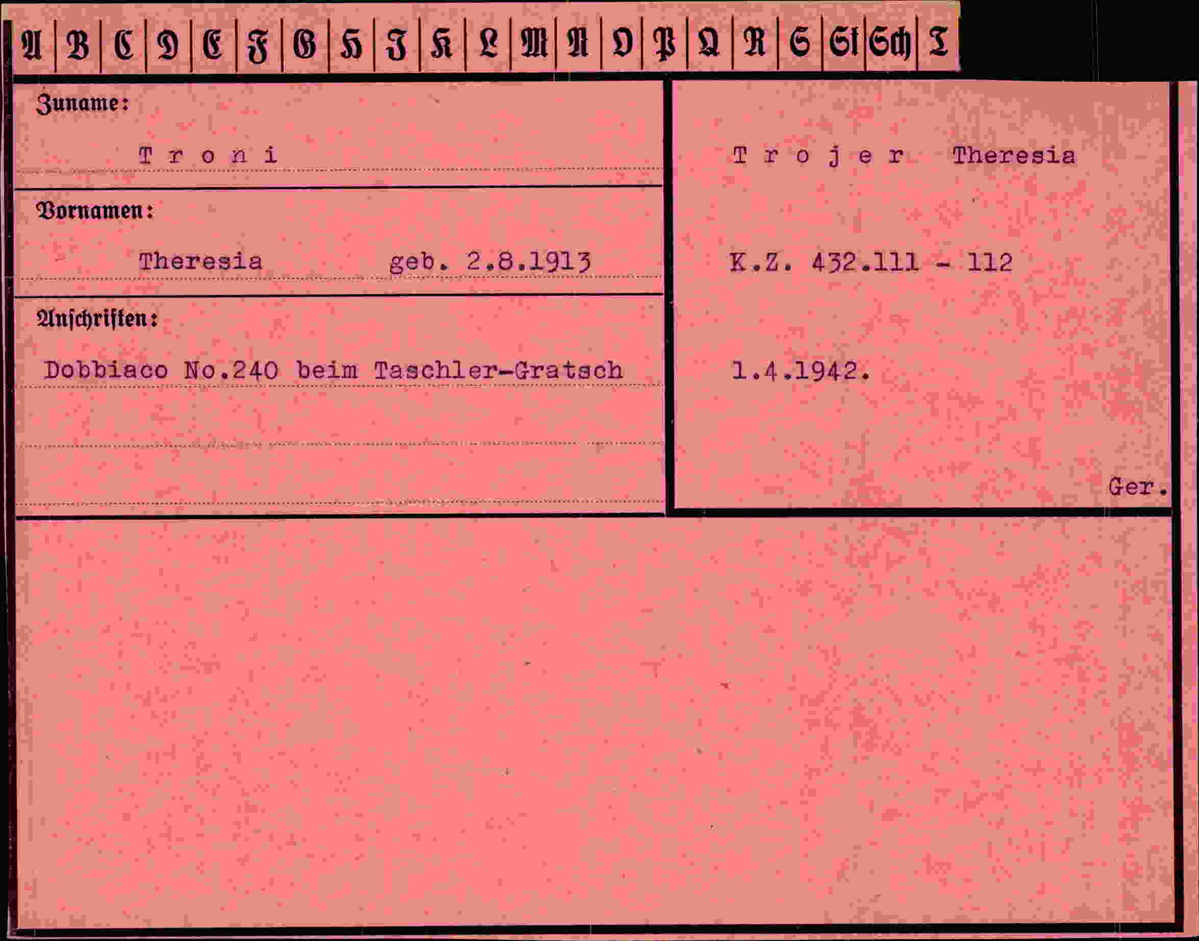 Dokument für Theresia Tronin