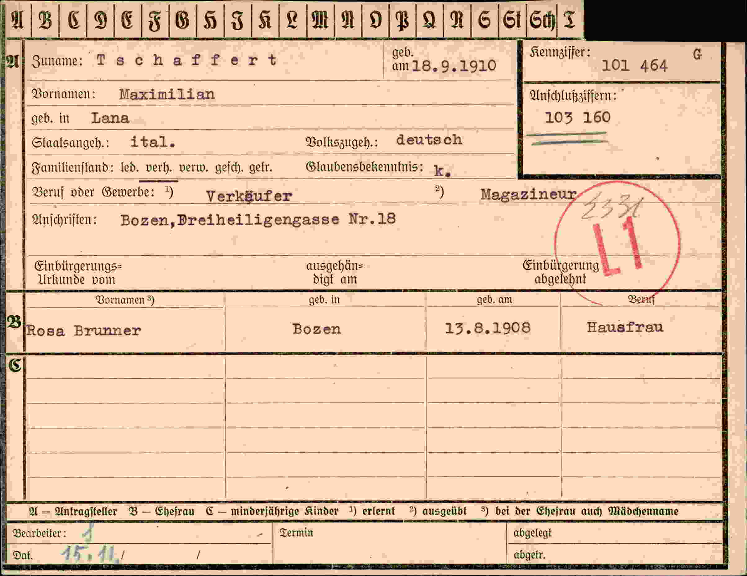 Vorderseite des Dokuments
