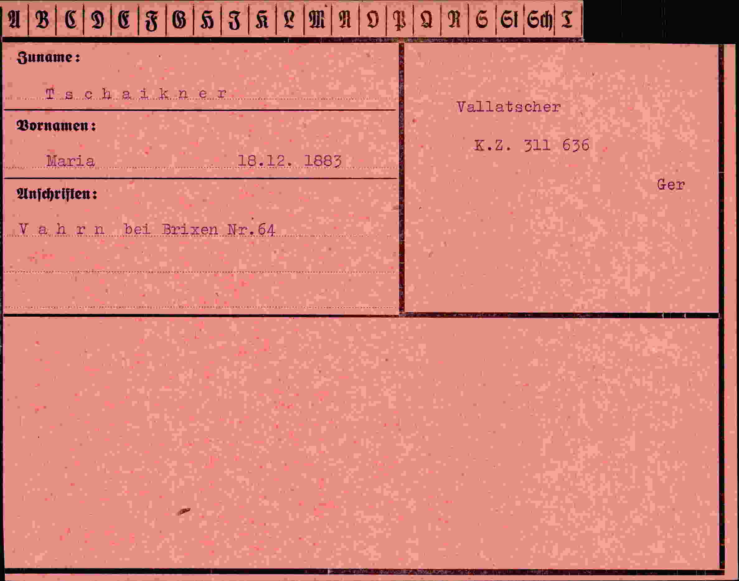 Vorderseite des Dokuments