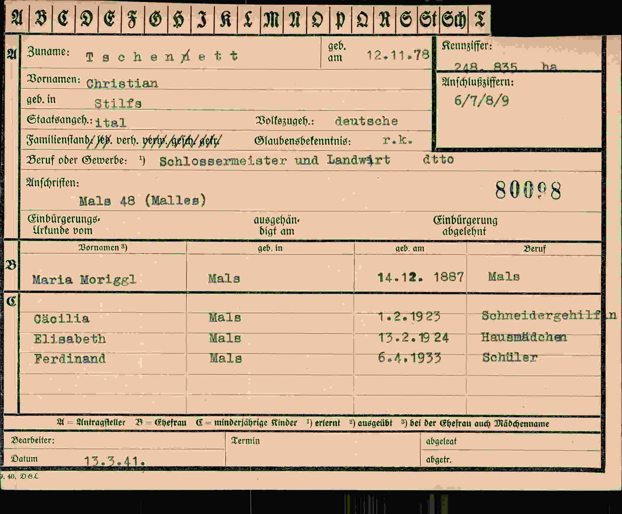 Dokument für Christian TschenÄett
