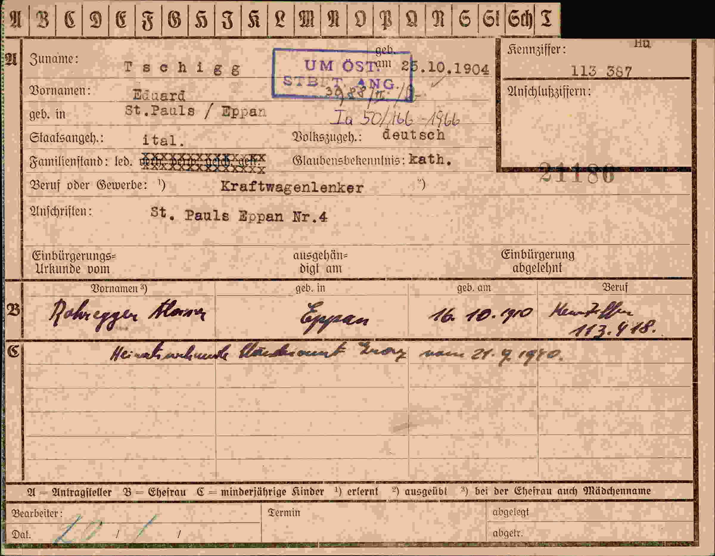 Vorderseite des Dokuments