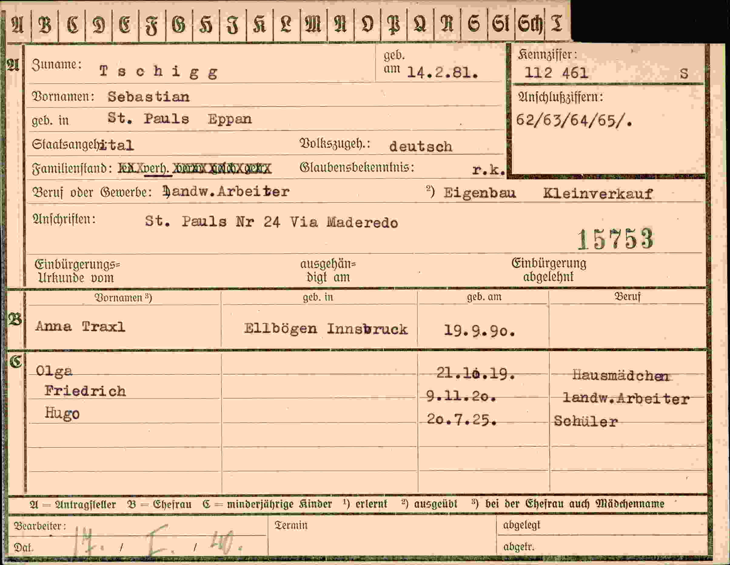 Dokument für Sebastian Tschigg