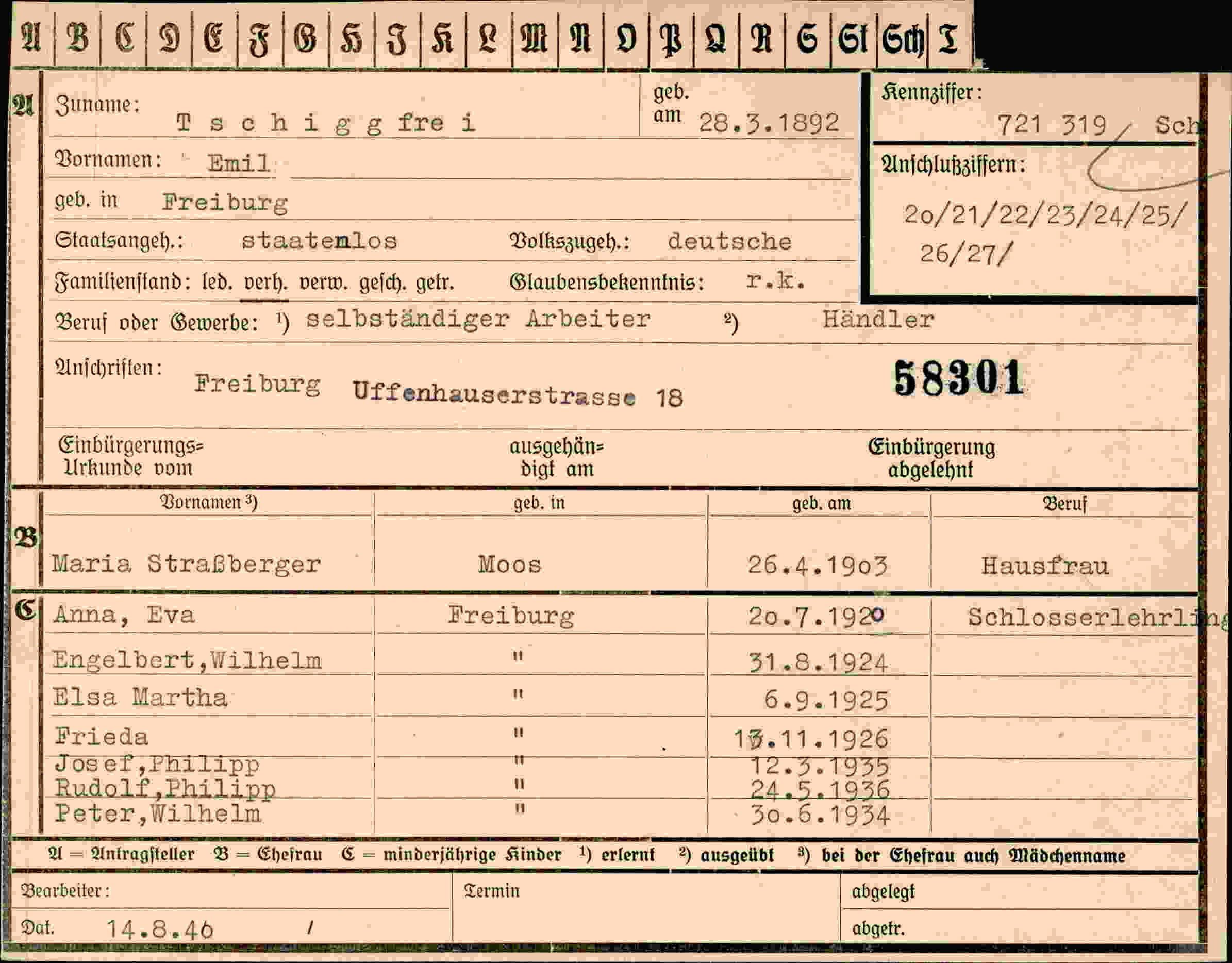 Dokument für Emil Tschiggfrei