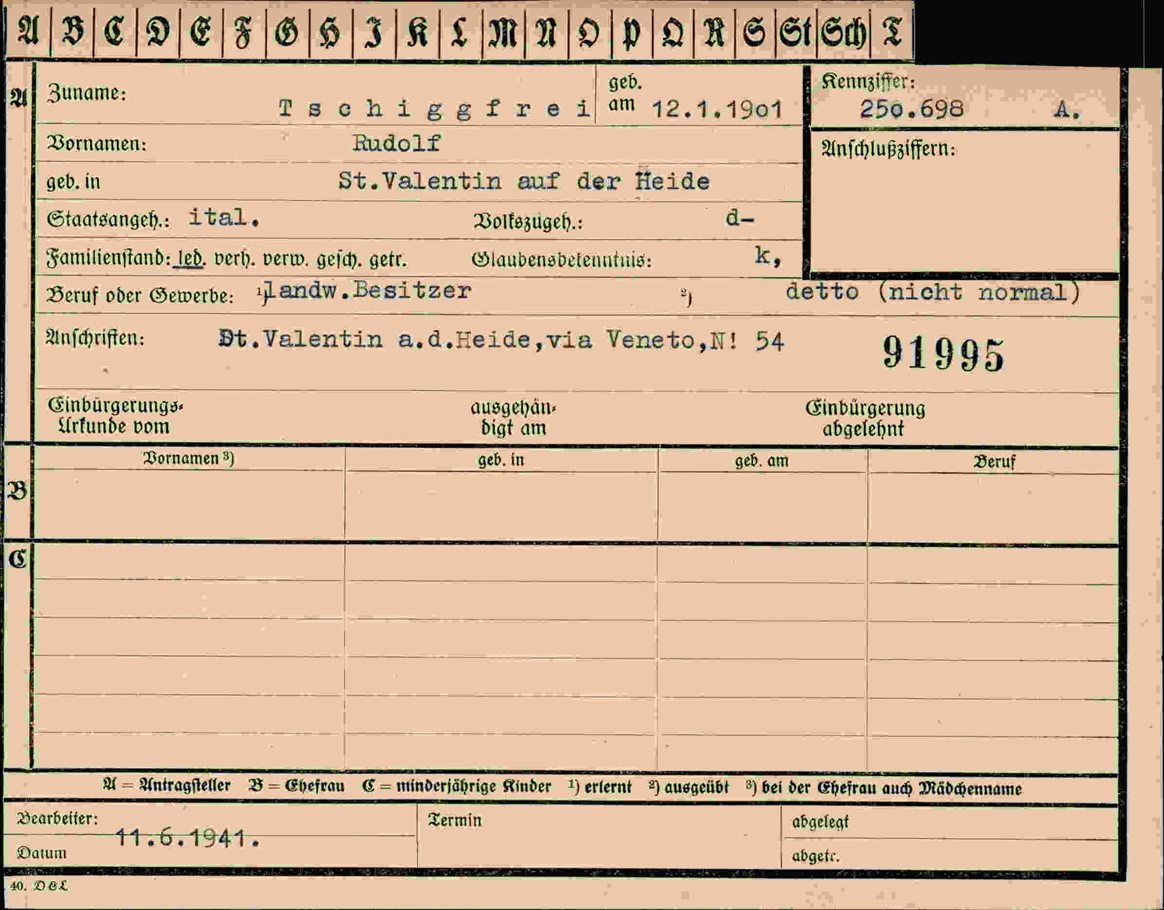 Vorderseite des Dokuments