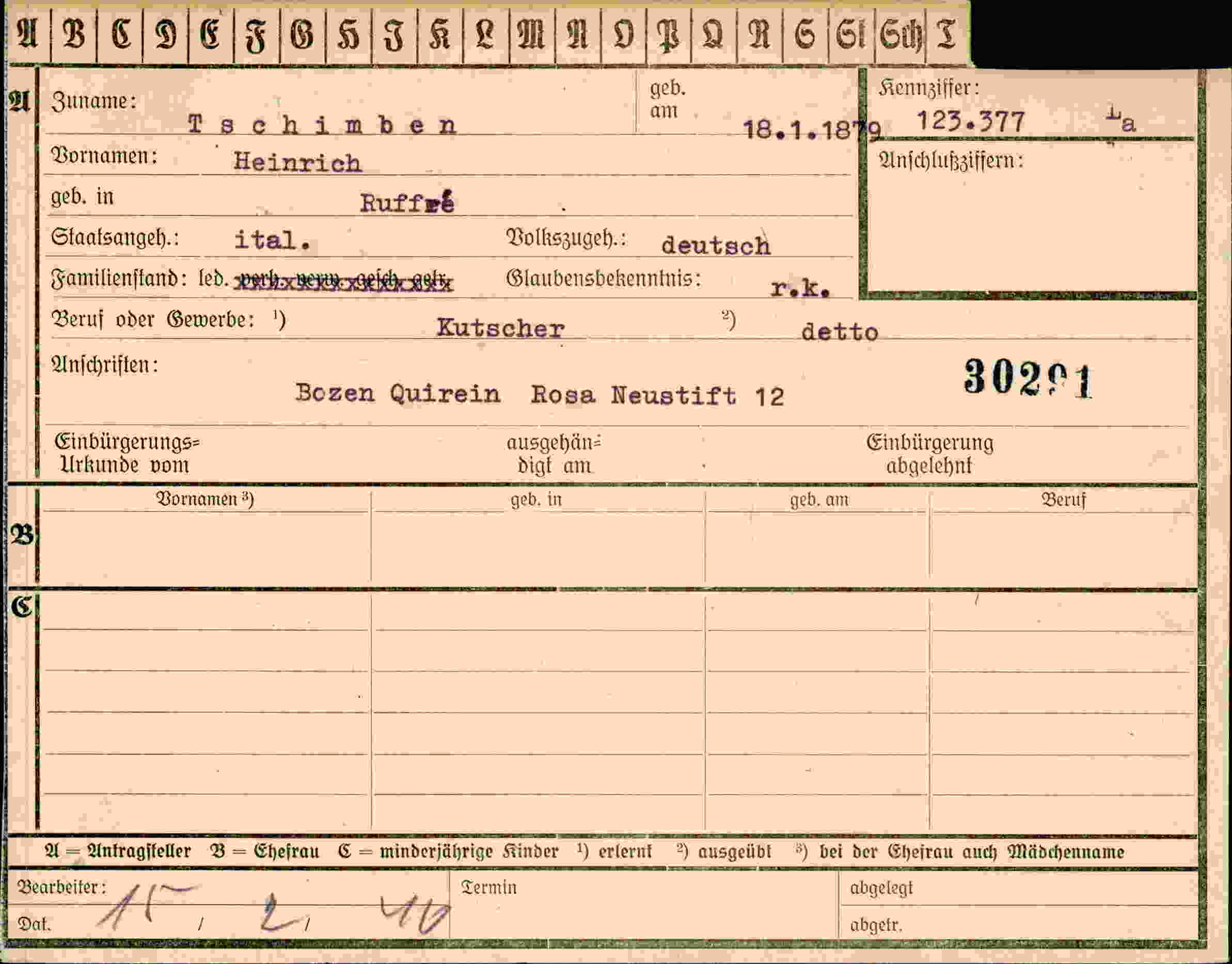 Dokument für Heinrich Tschimben