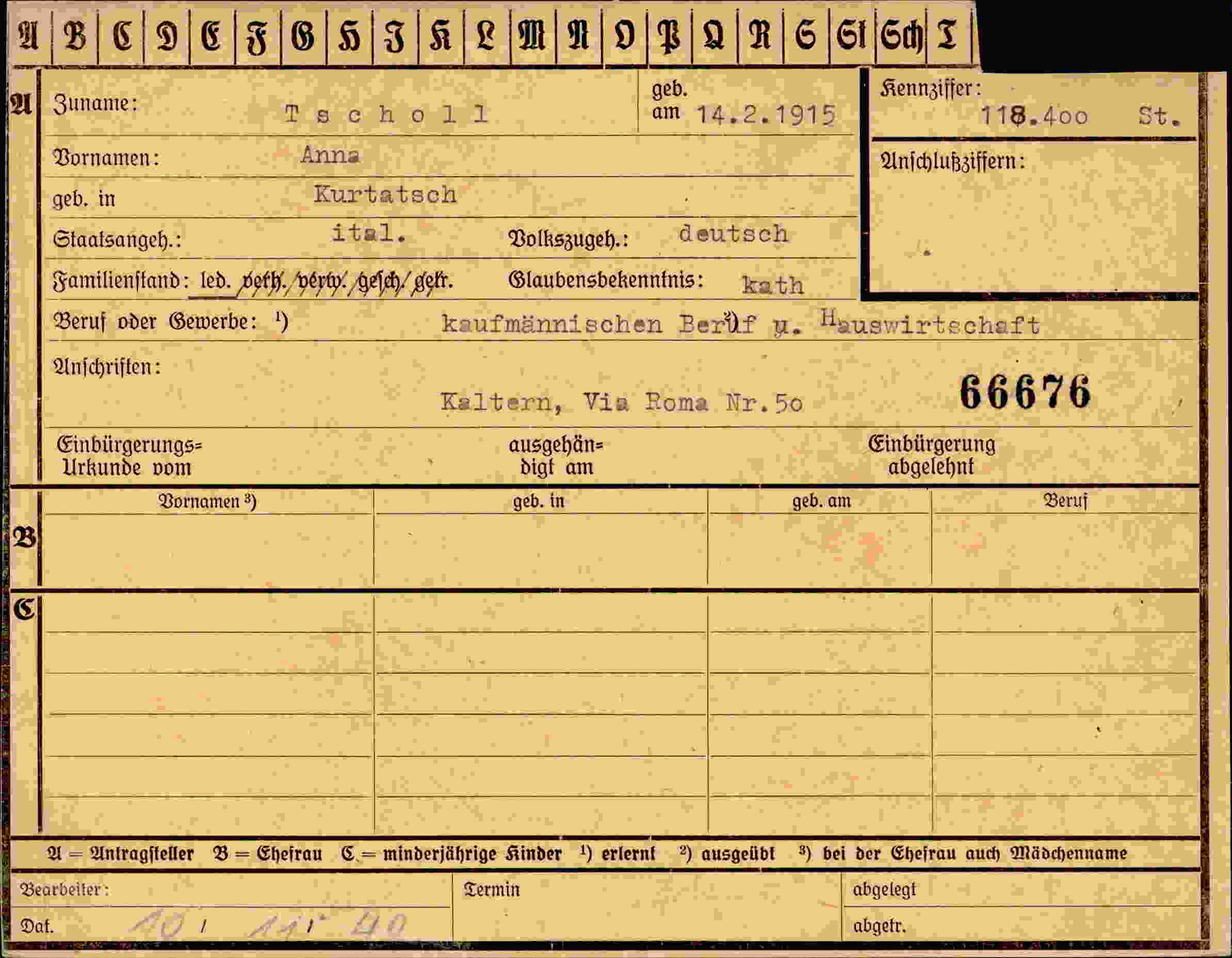 Dokument für Anna Tscholl