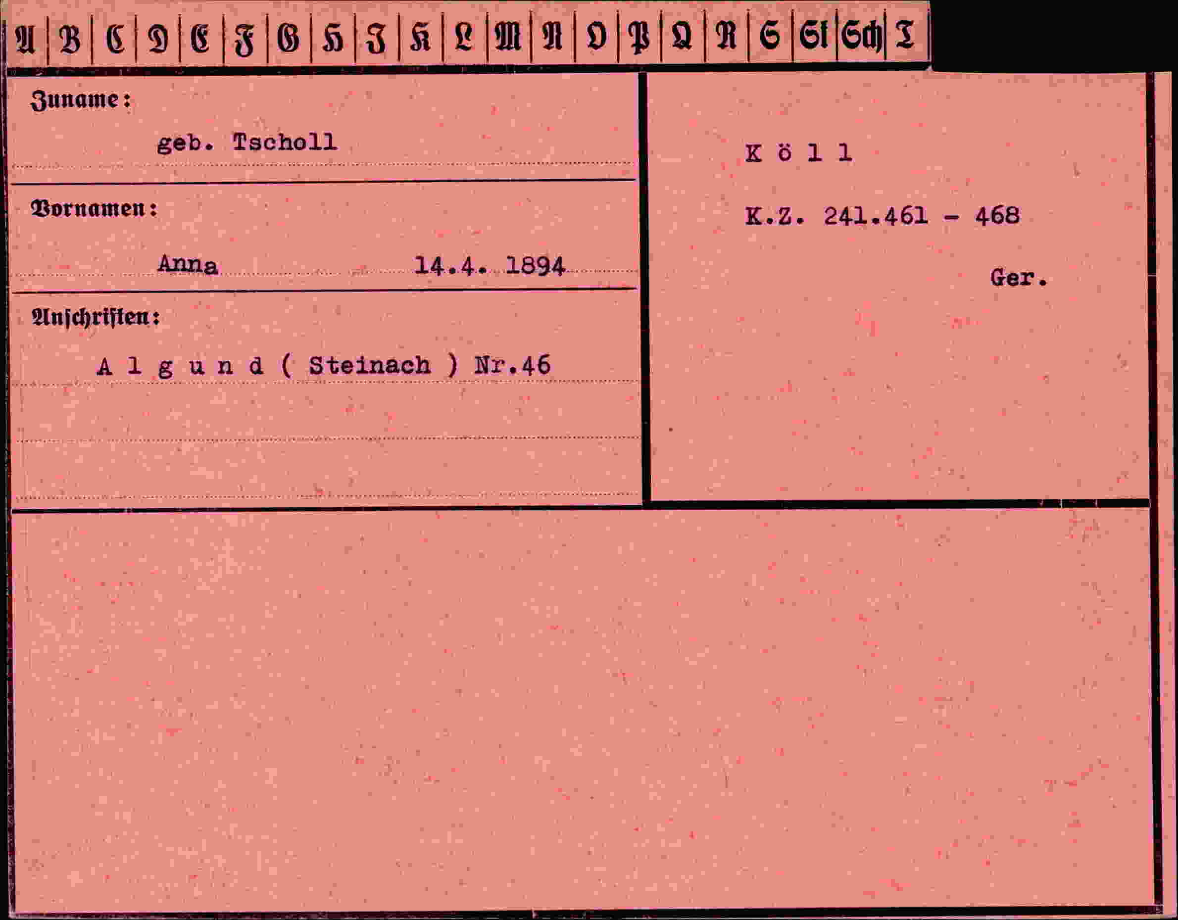 Vorderseite des Dokuments