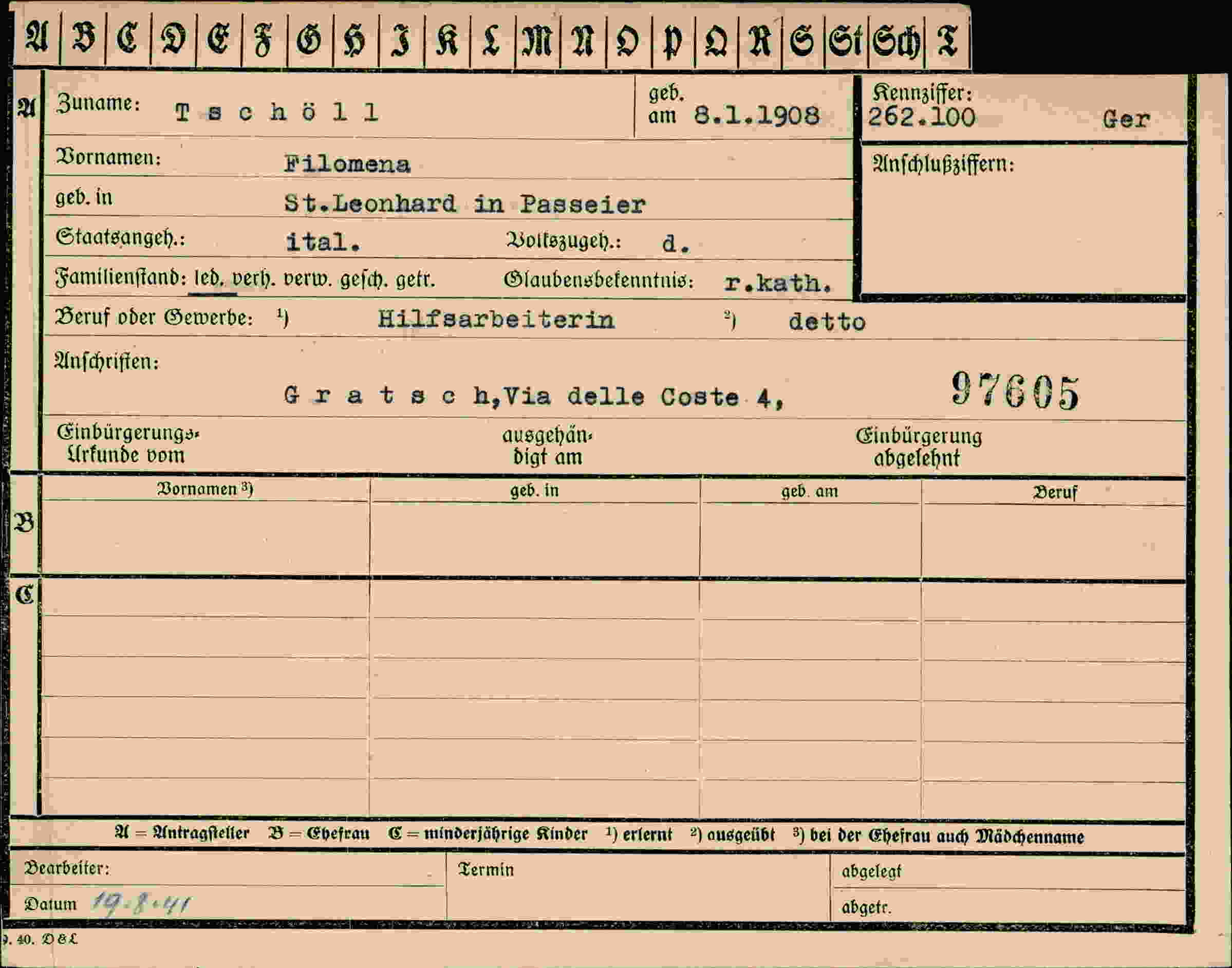 Dokument für Filomena Tschöll