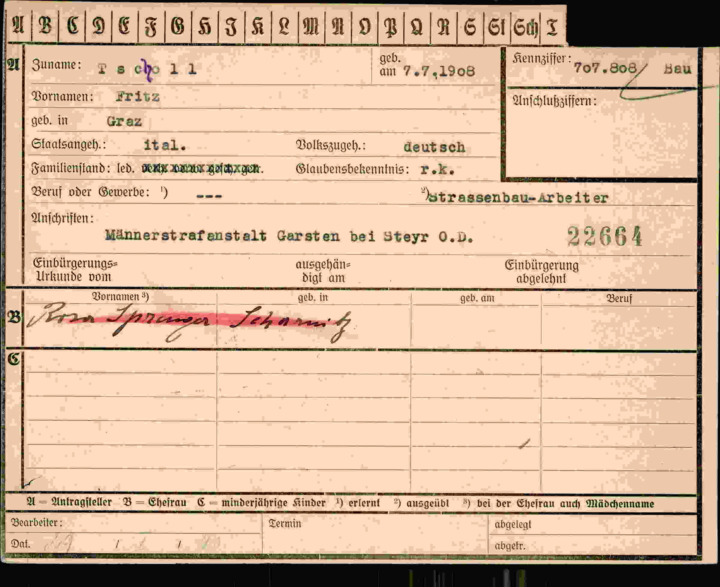 Vorderseite des Dokuments