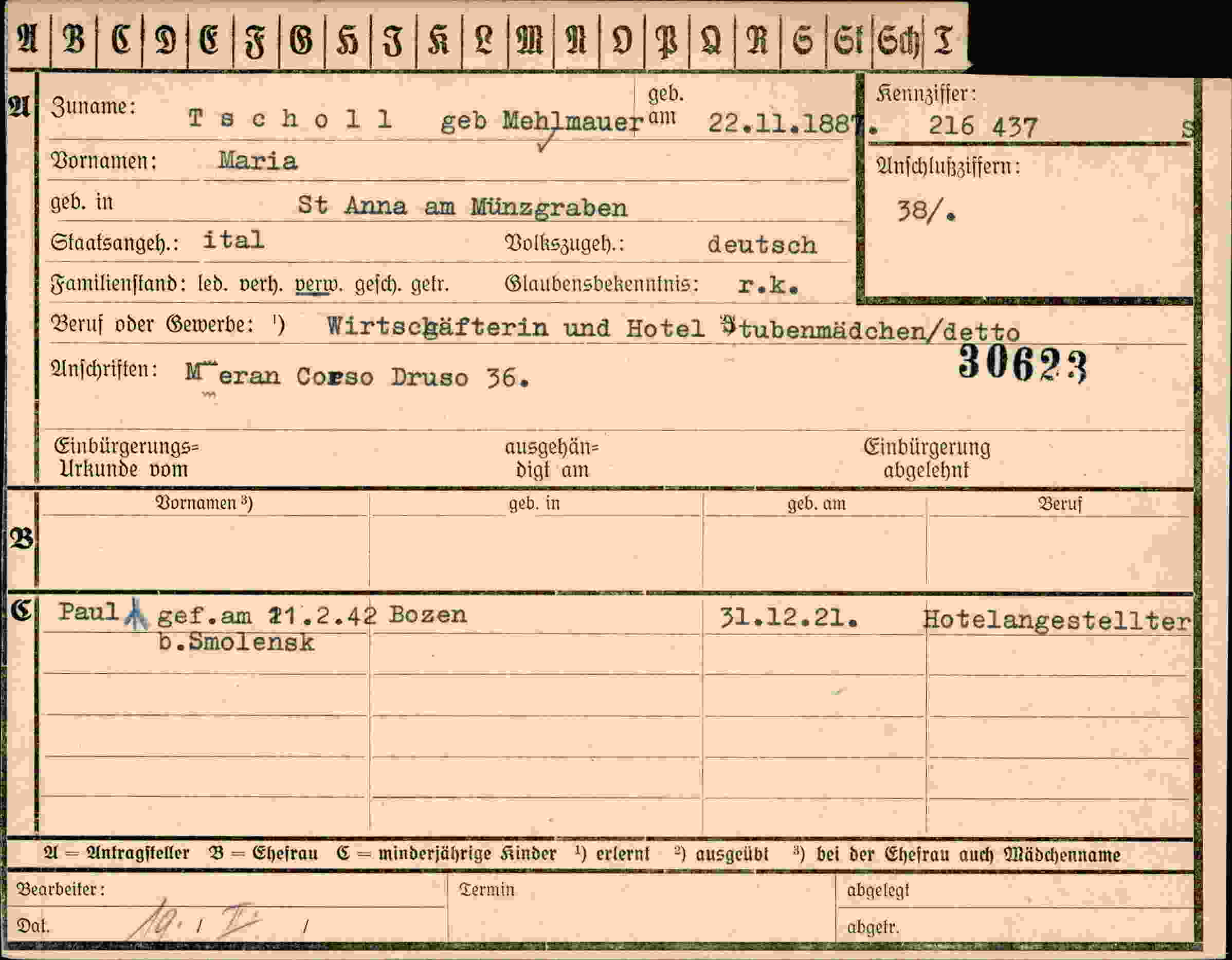 Vorderseite des Dokuments