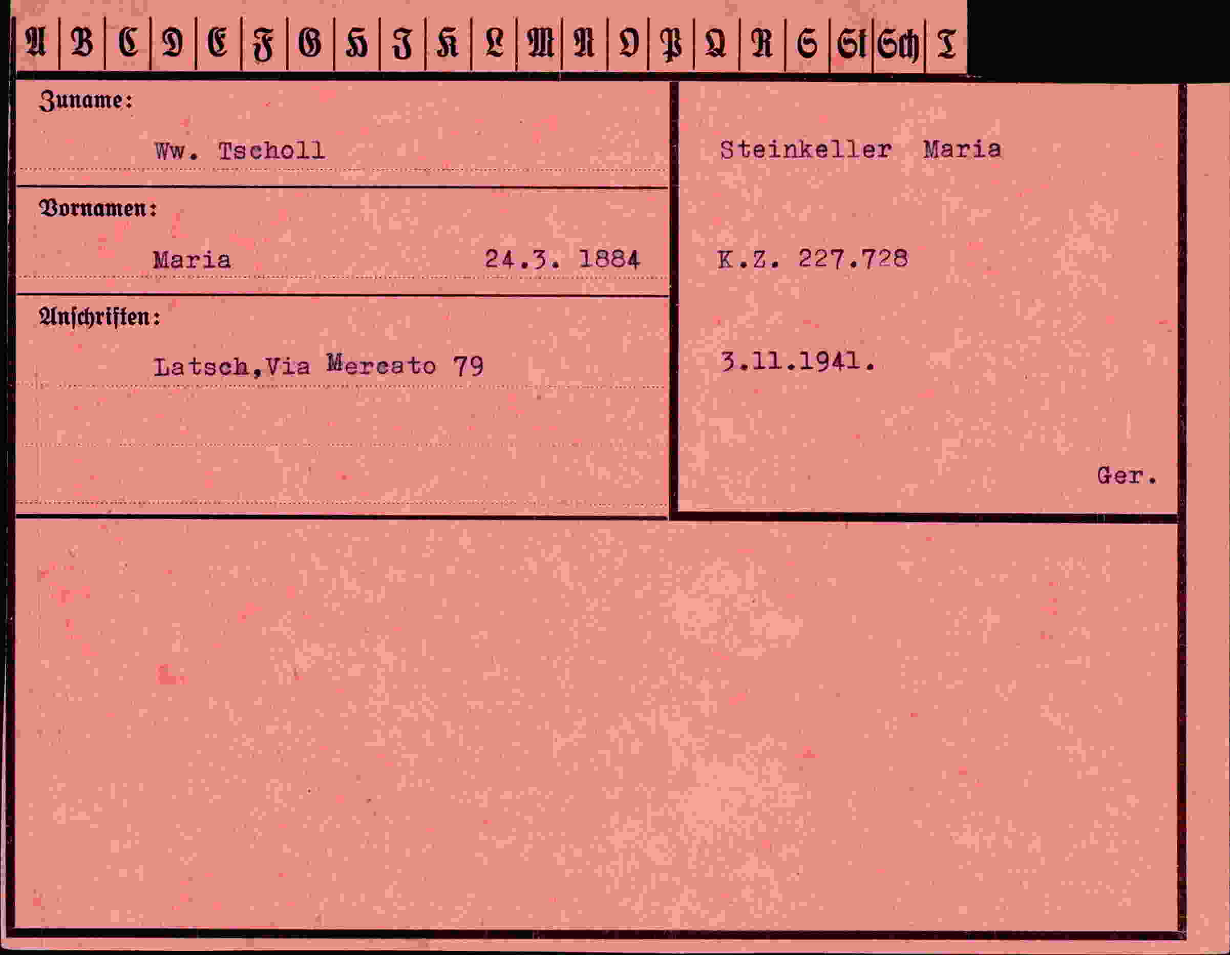 Dokument für Maria Tscholl
