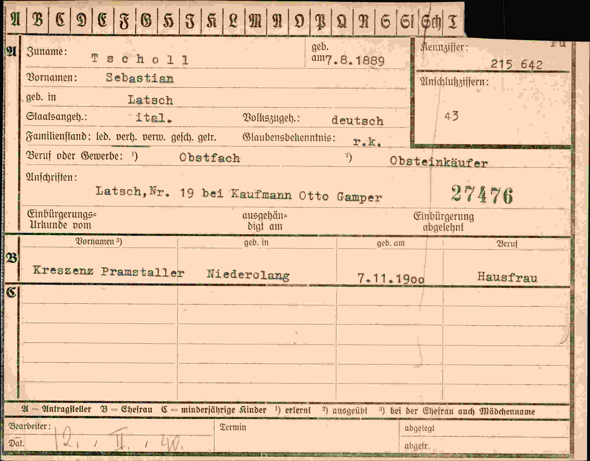 Dokument für Sebastian Tscholl