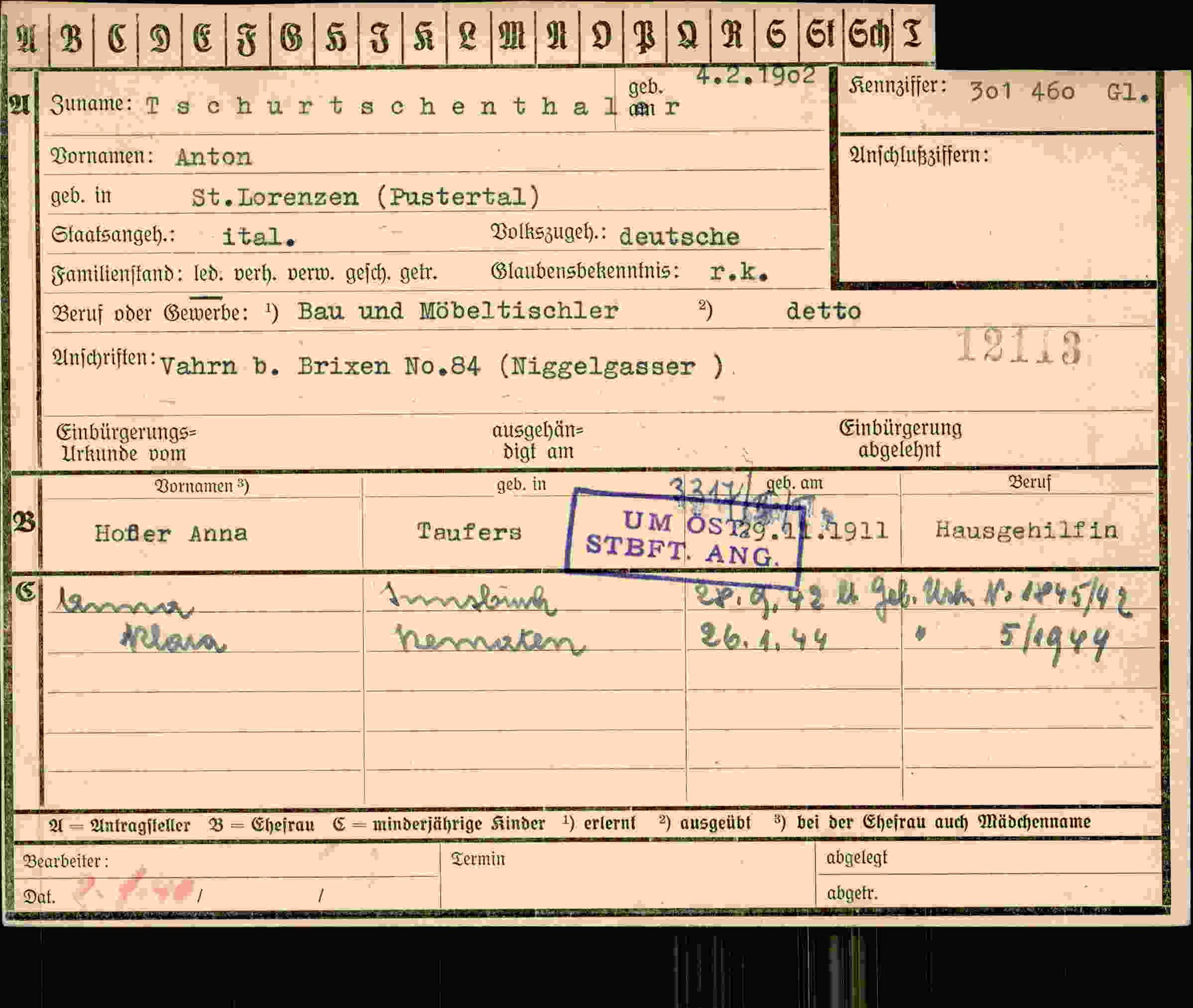 Vorderseite des Dokuments