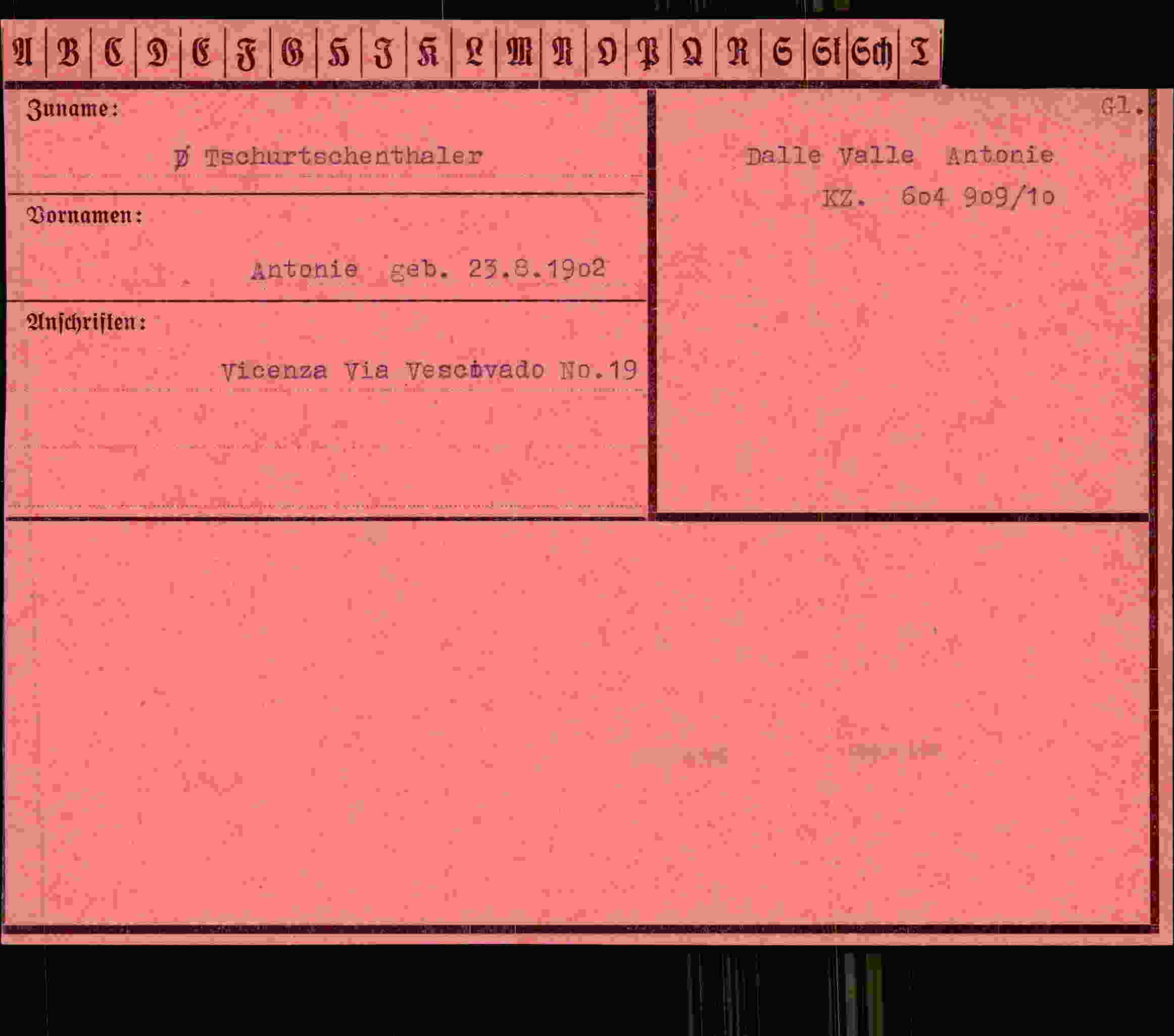 Dokument für Antonie Tschurtschenthaler