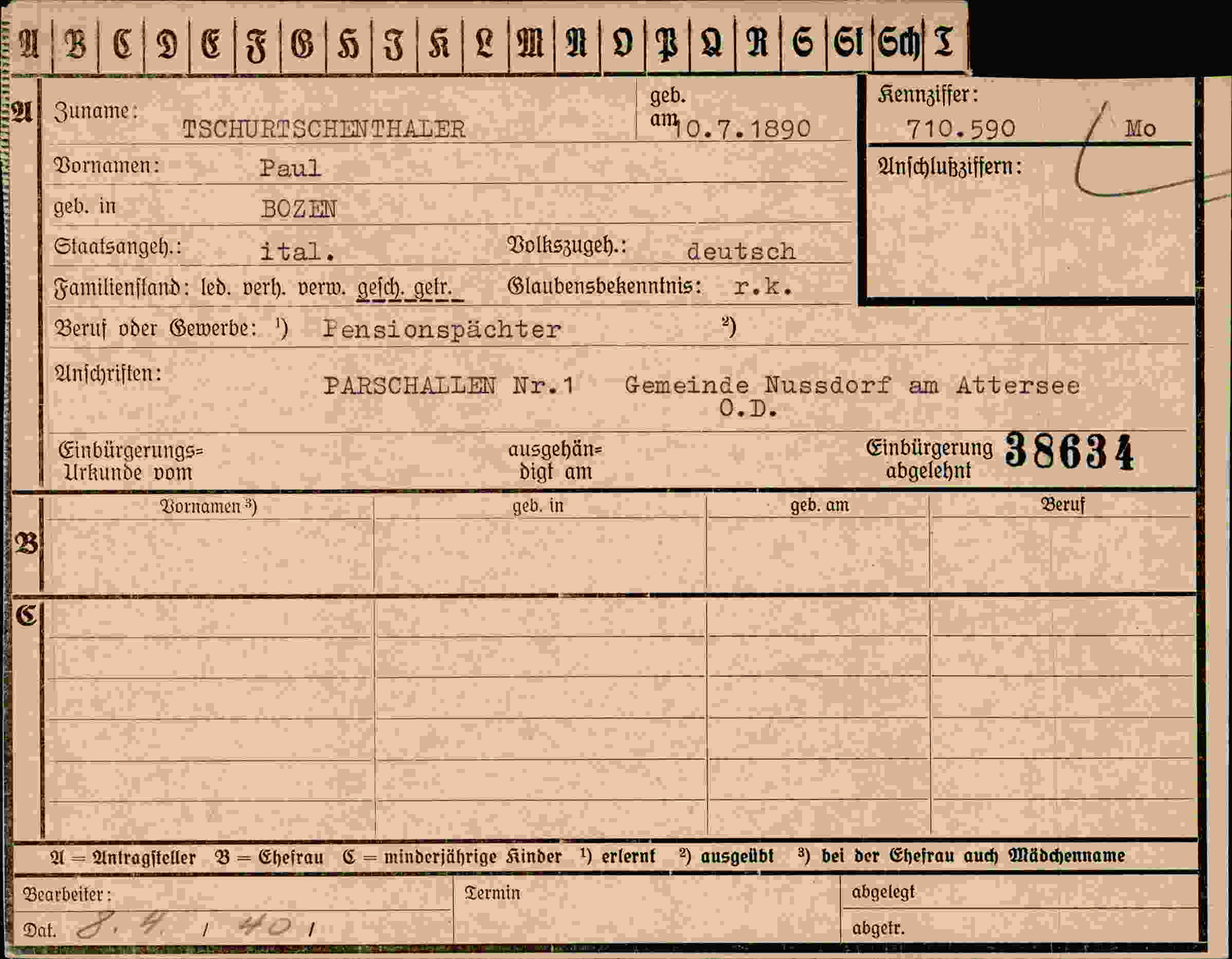 Dokument für Paul Tschurtschenthaler