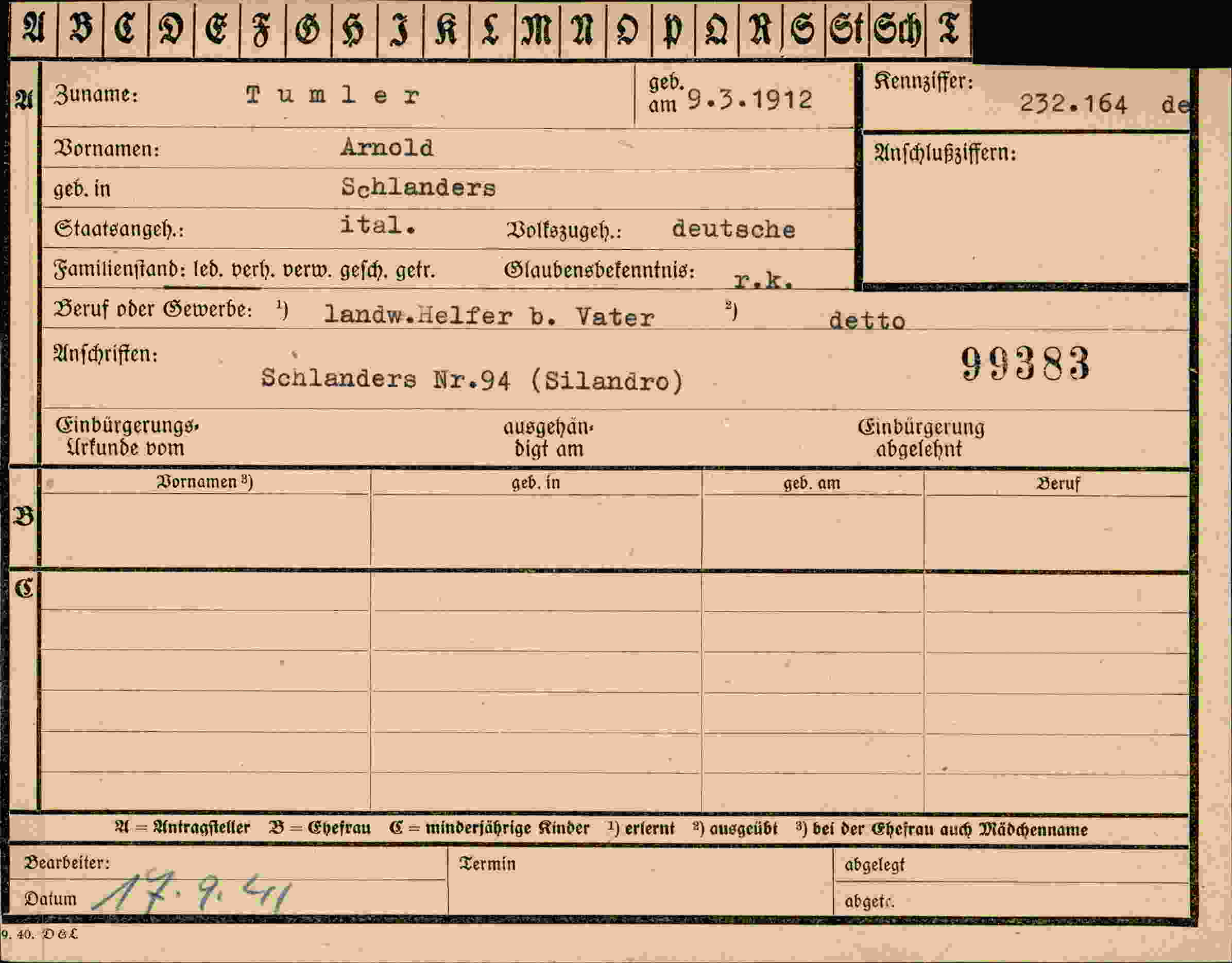 Vorderseite des Dokuments
