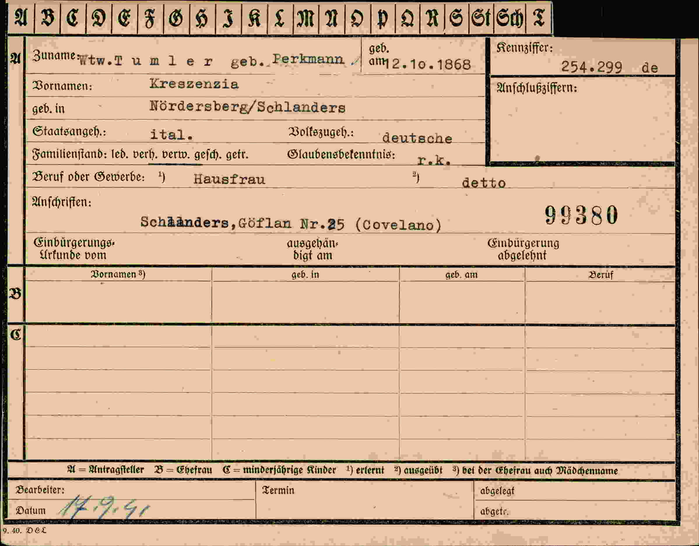 Vorderseite des Dokuments