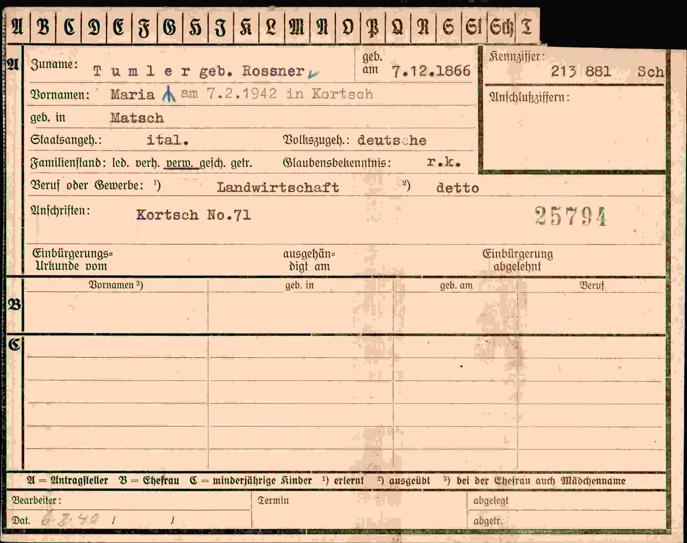 Vorderseite des Dokuments