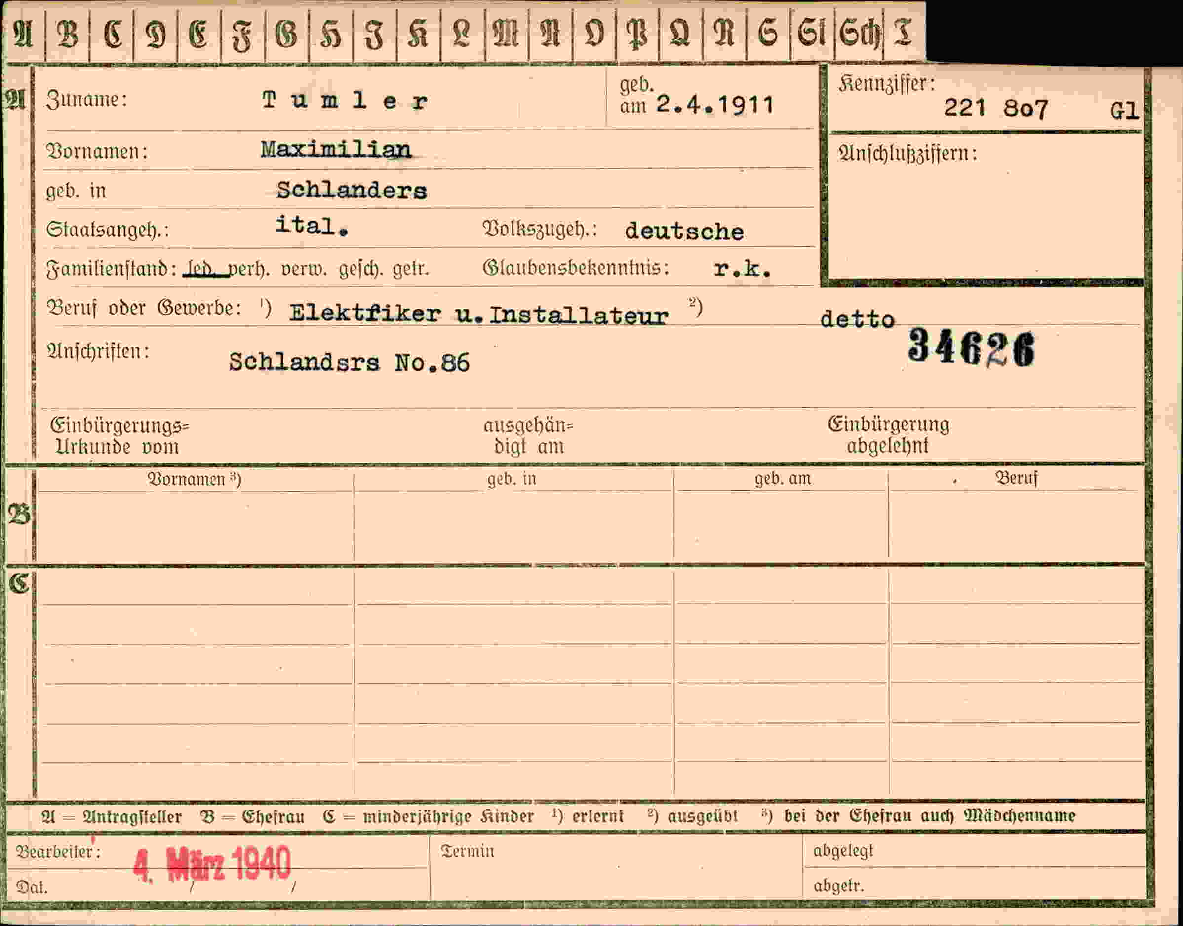 Dokument für Maximilian Tumler