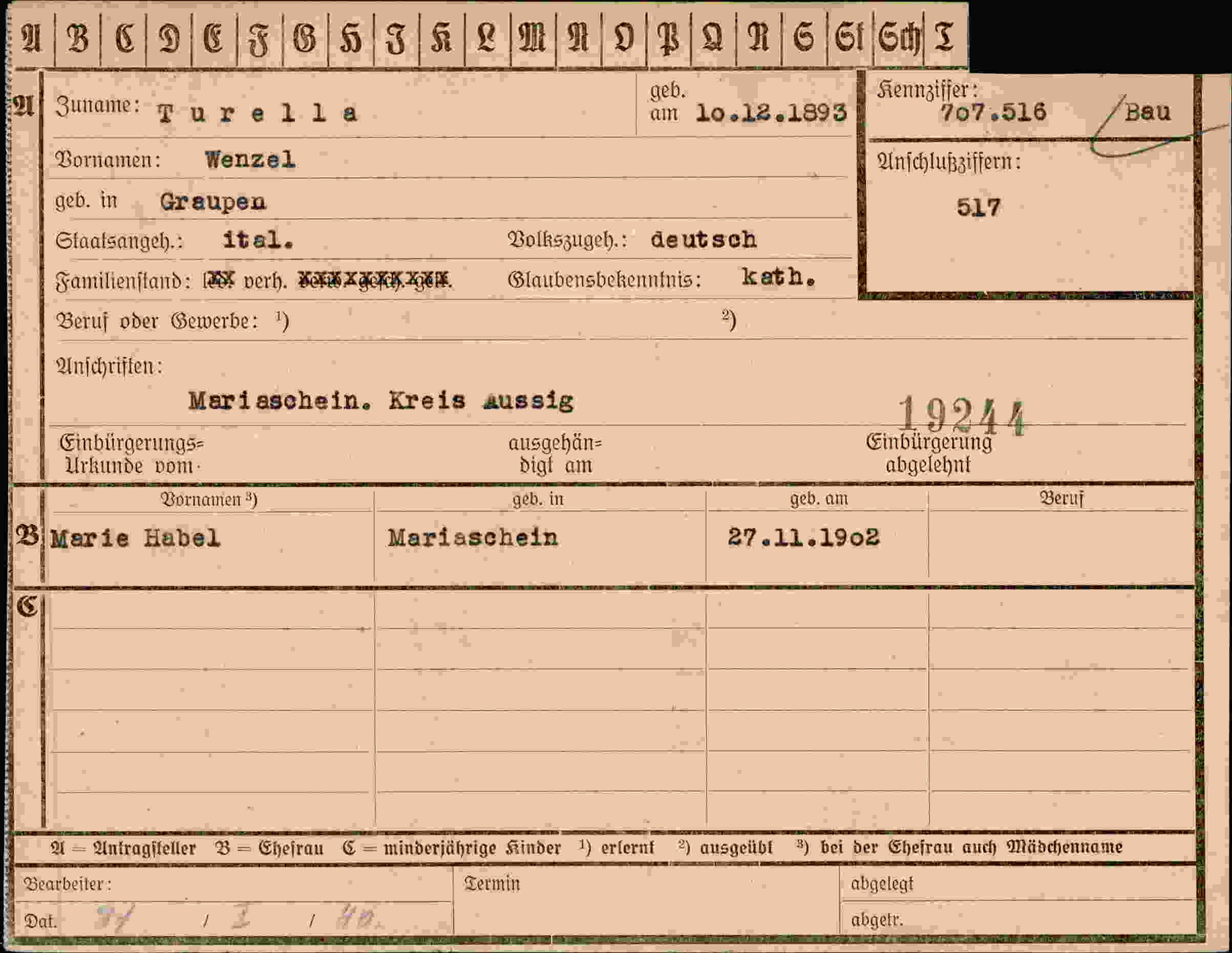 Vorderseite des Dokuments