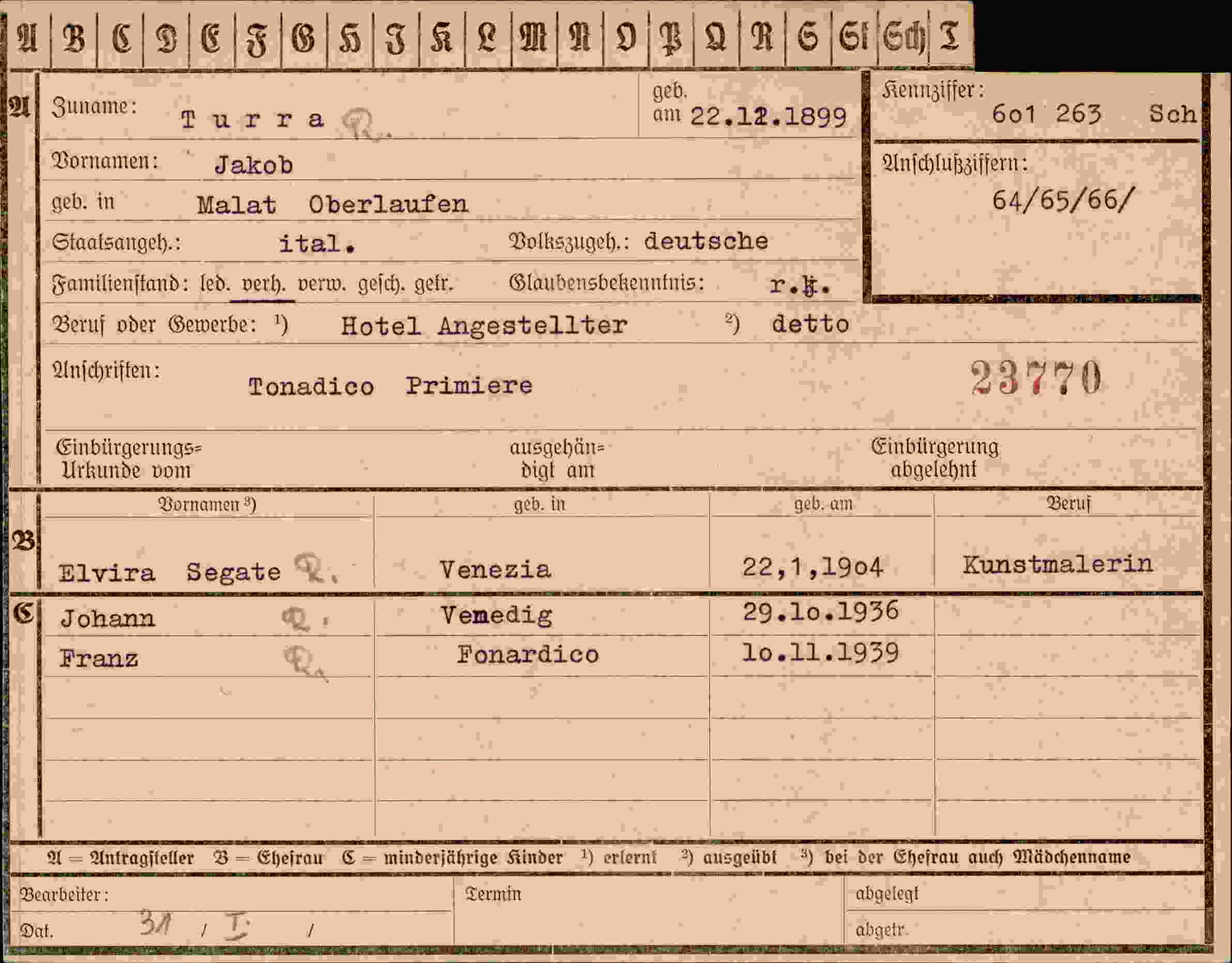 Vorderseite des Dokuments