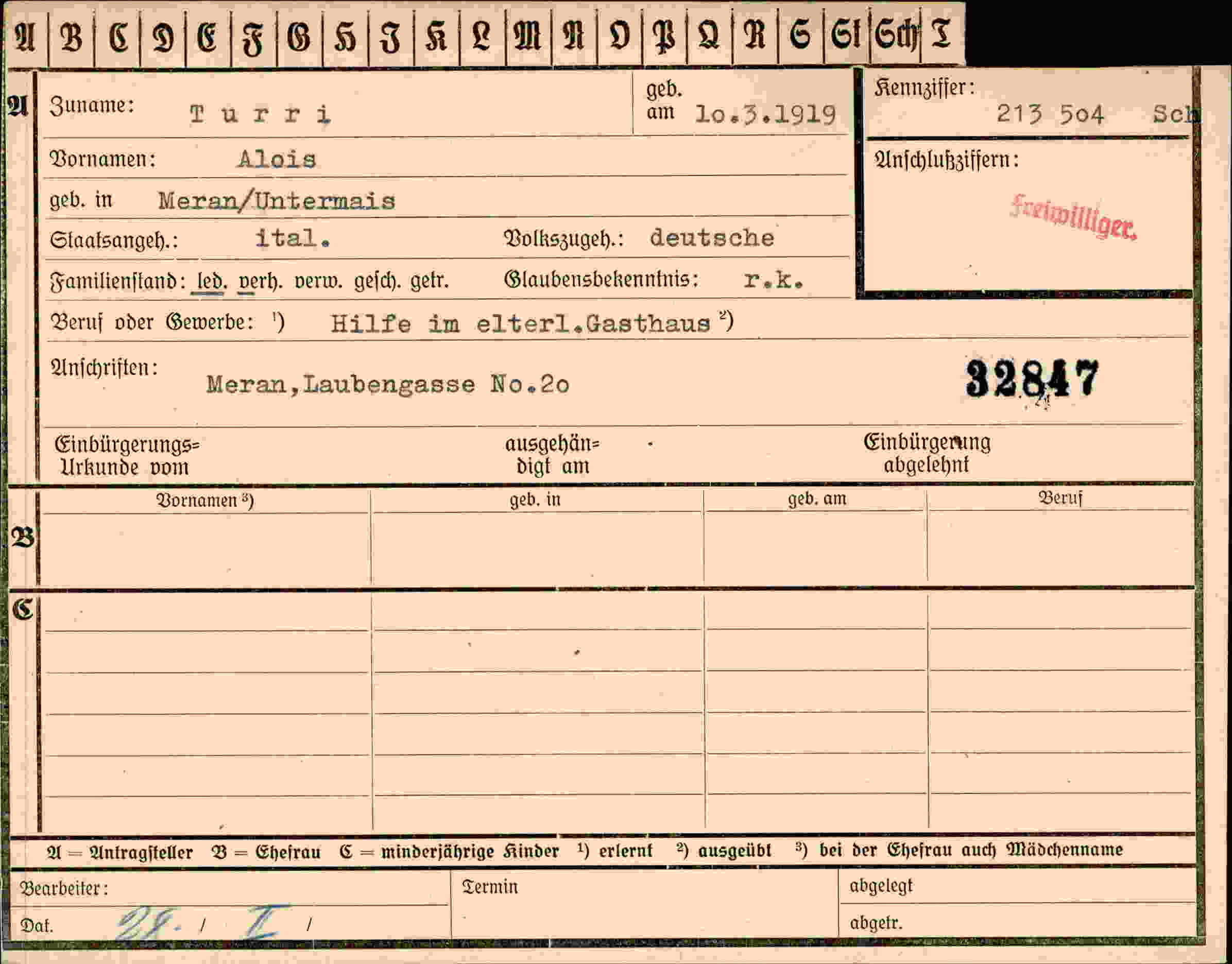 Dokument für Alois Turri