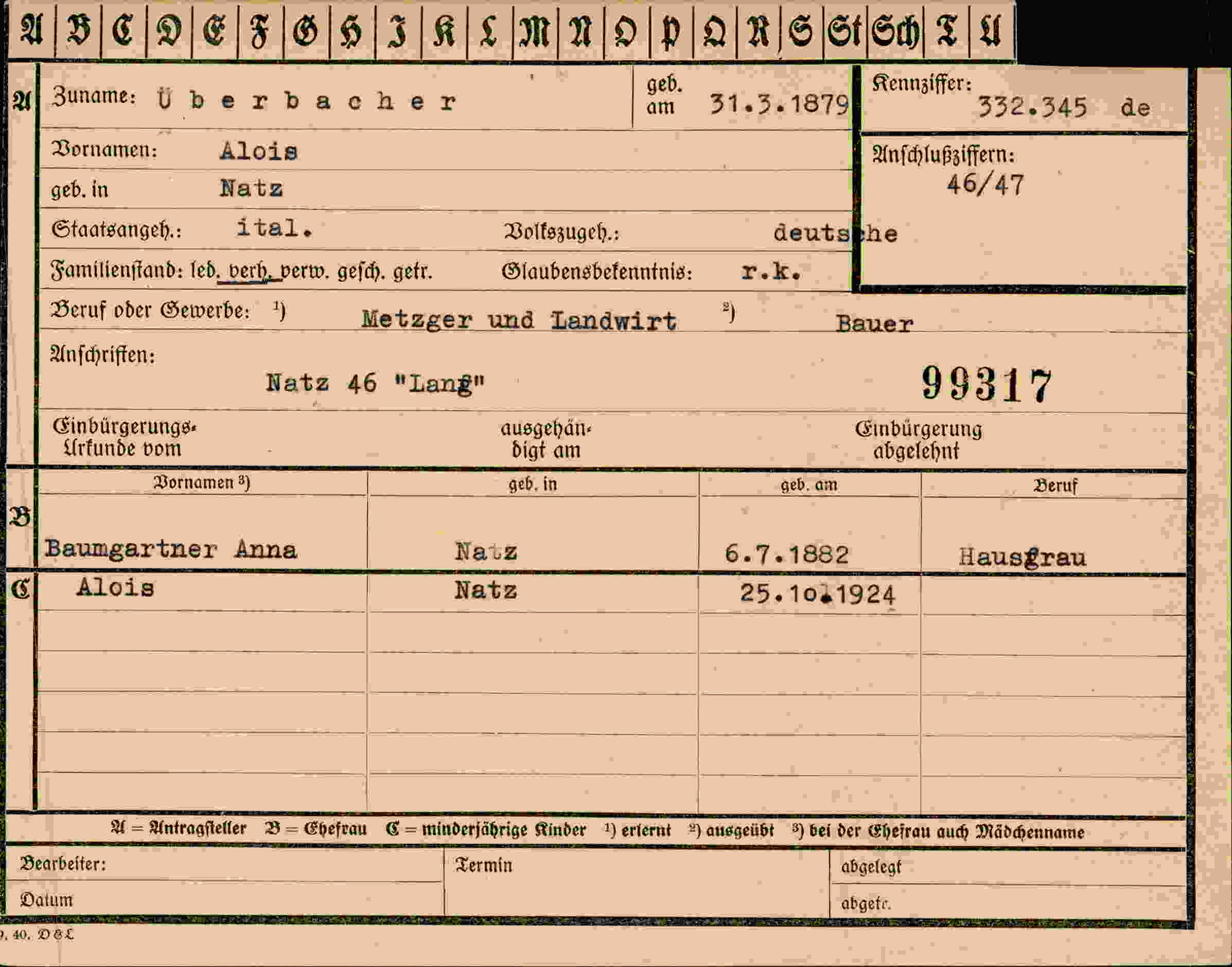 Vorderseite des Dokuments