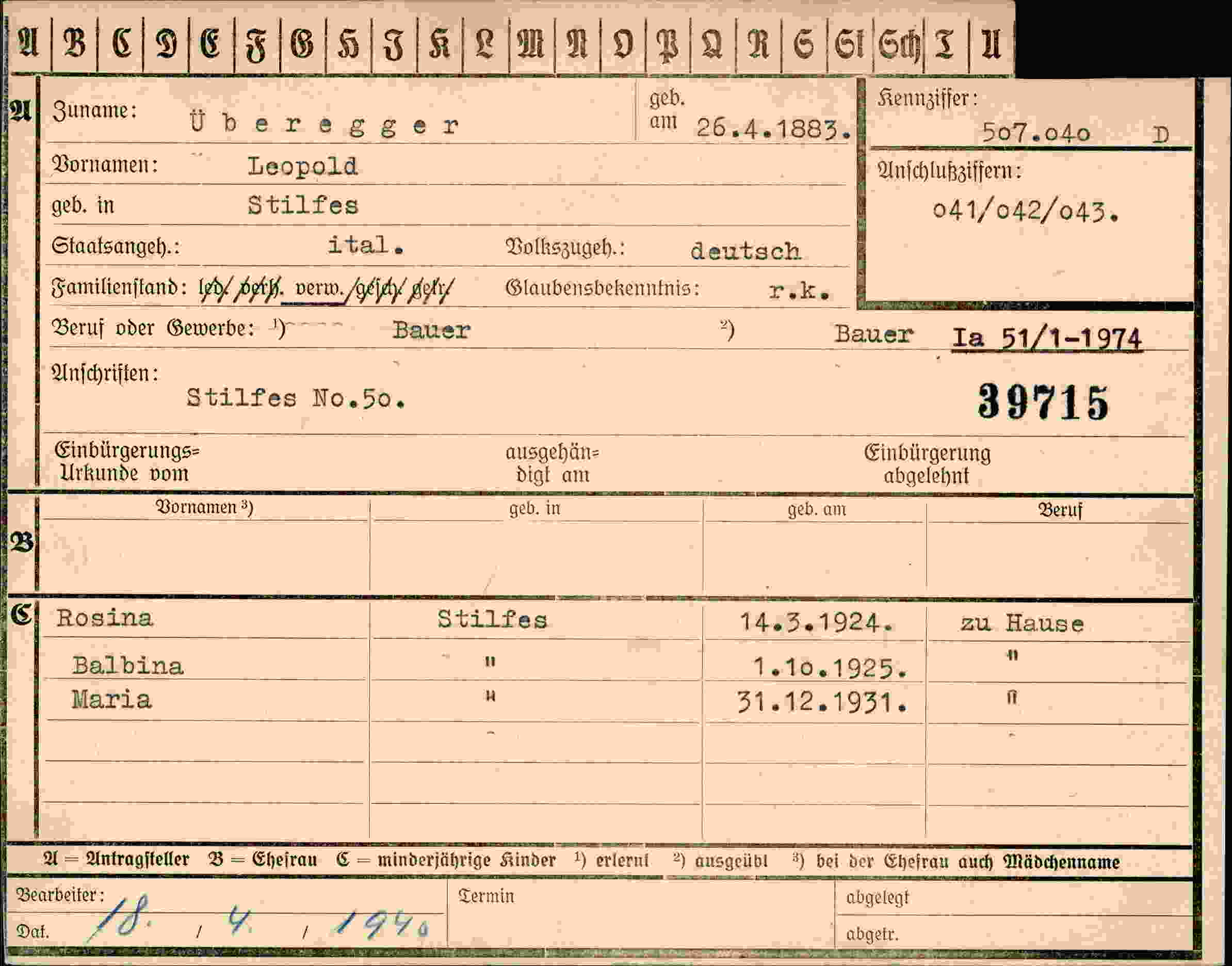 Dokument für Leopold Überegger