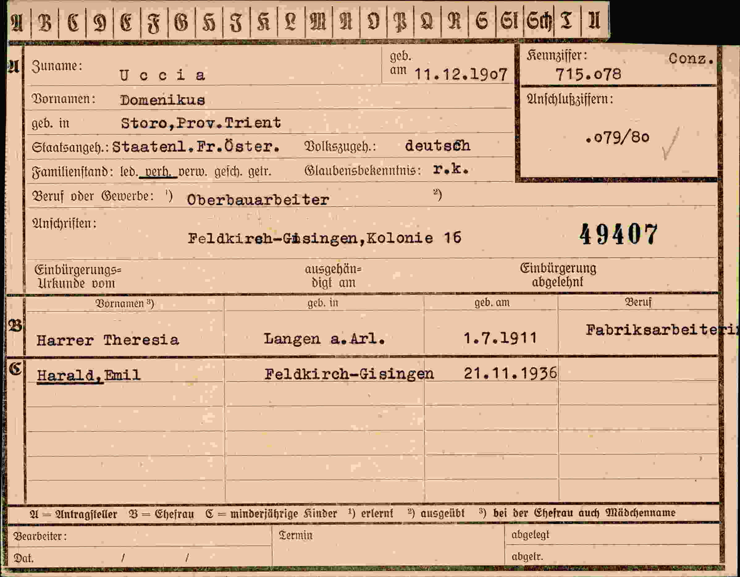Dokument für Domenikus Uccia