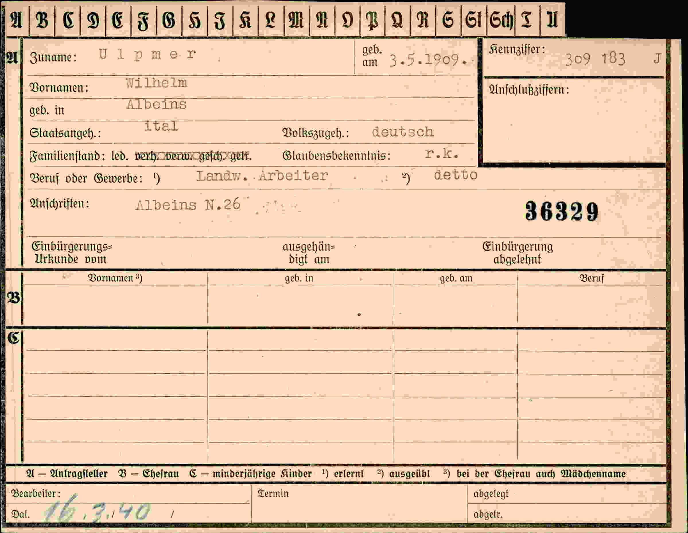 Dokument für Wilhelm Ulpmer
