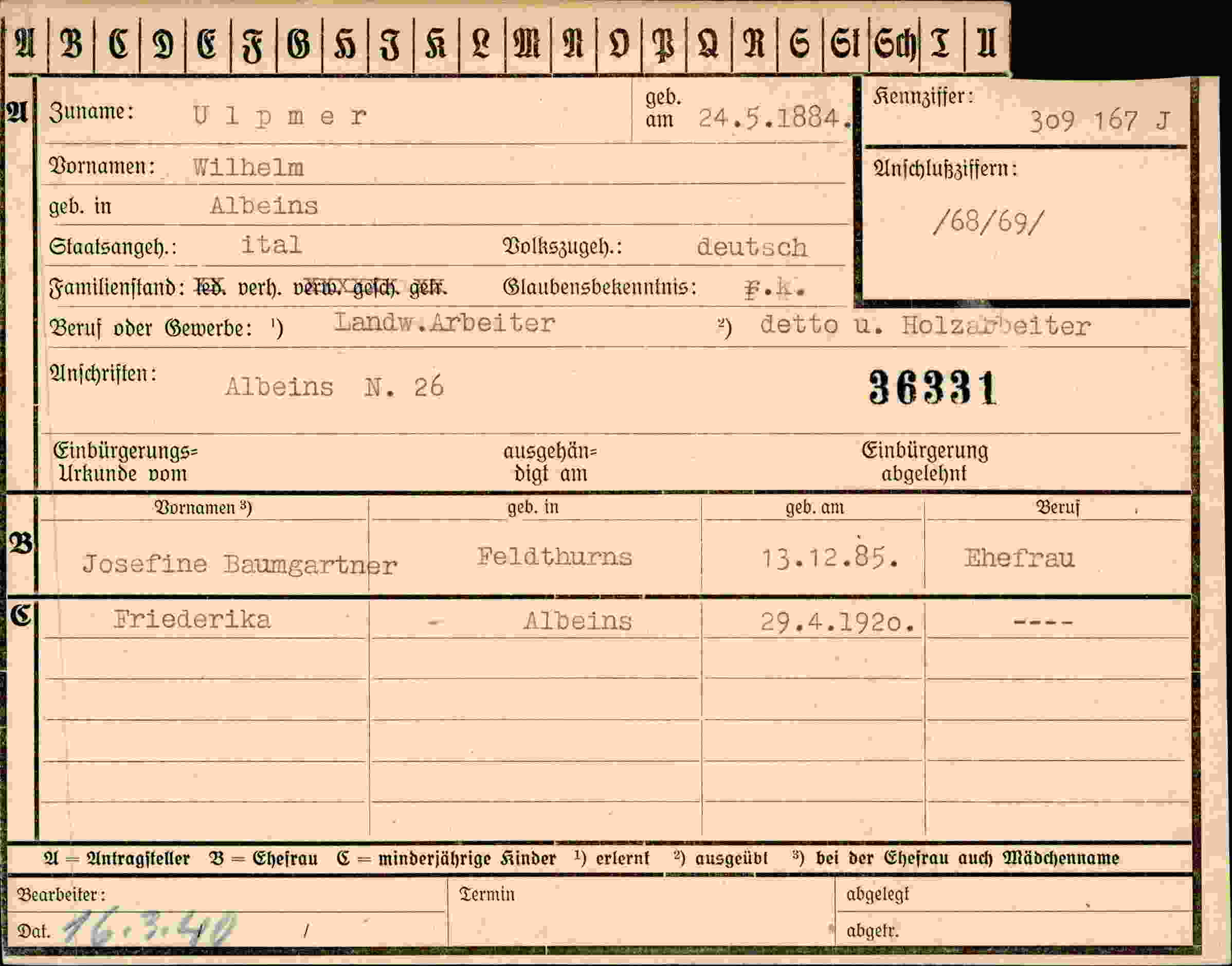Dokument für Wilhelm Ulpmer