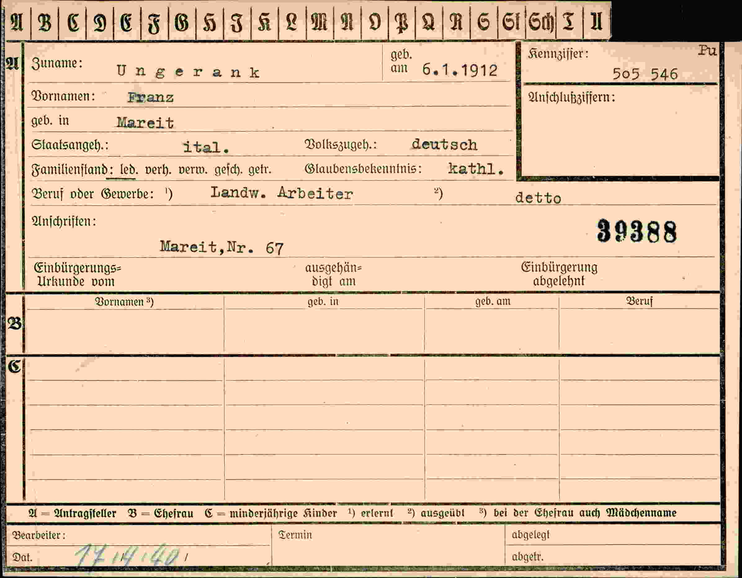 Dokument für Franz Ungerank