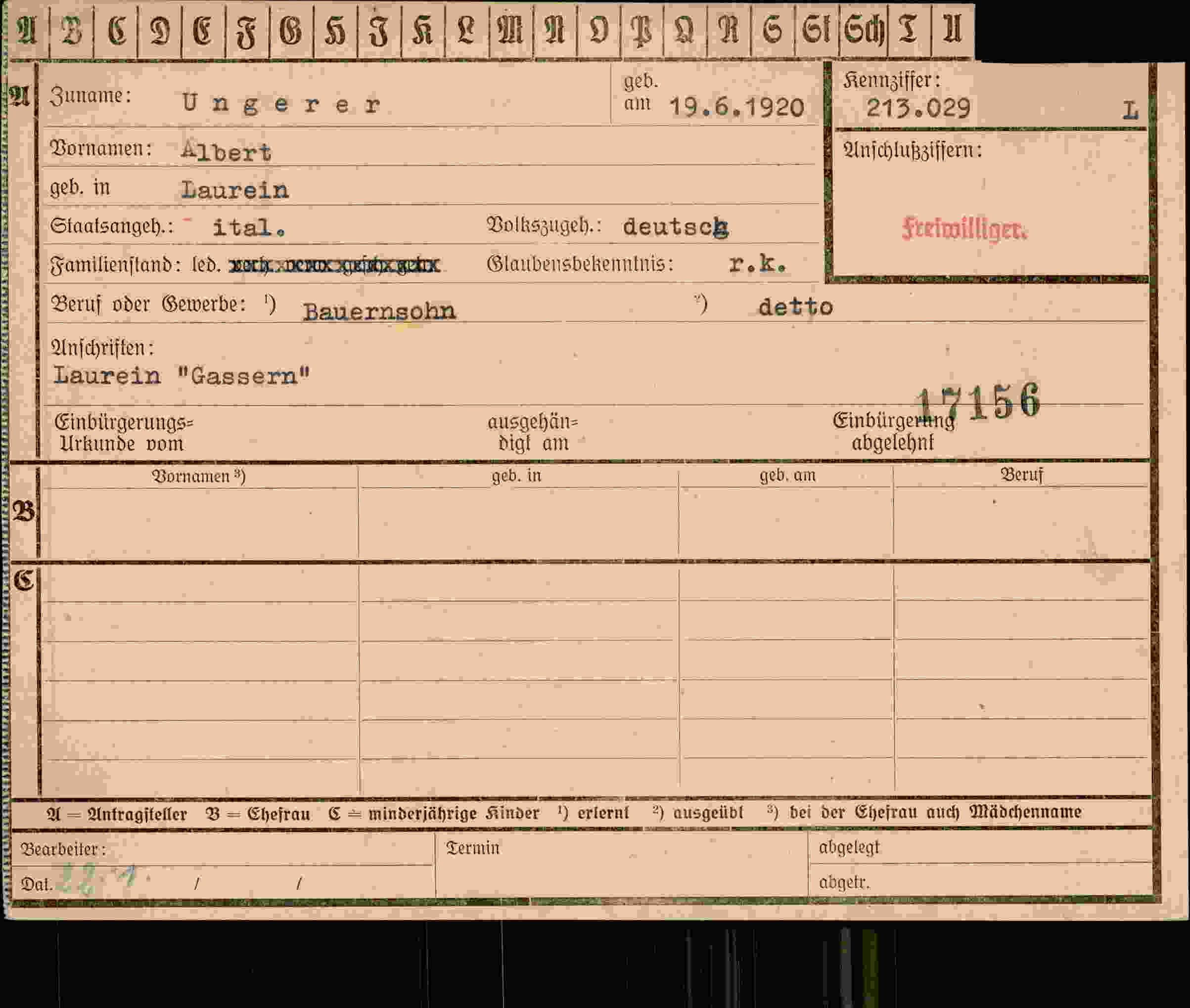 Dokument für Albert Ungerer