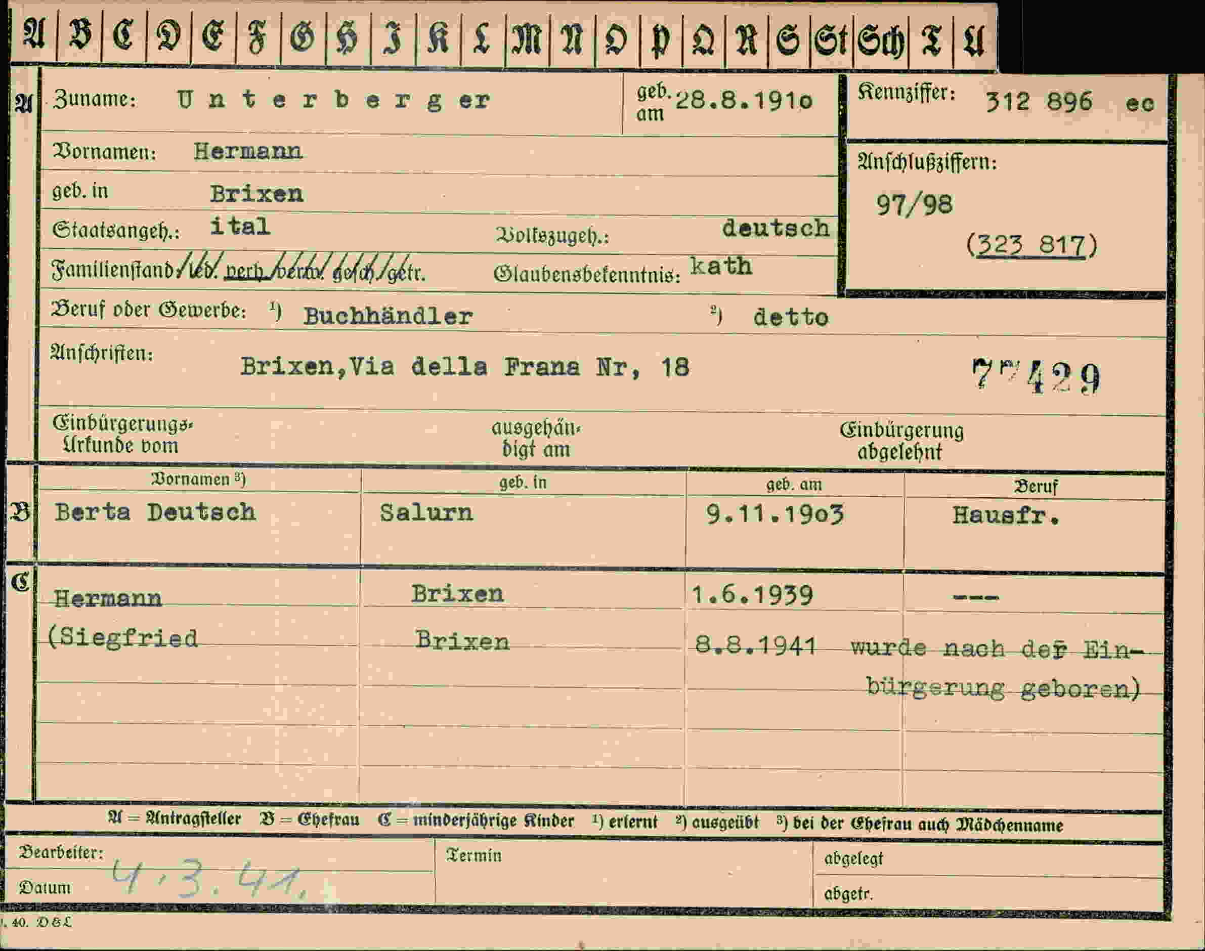 Dokument für Hermann Unterberger