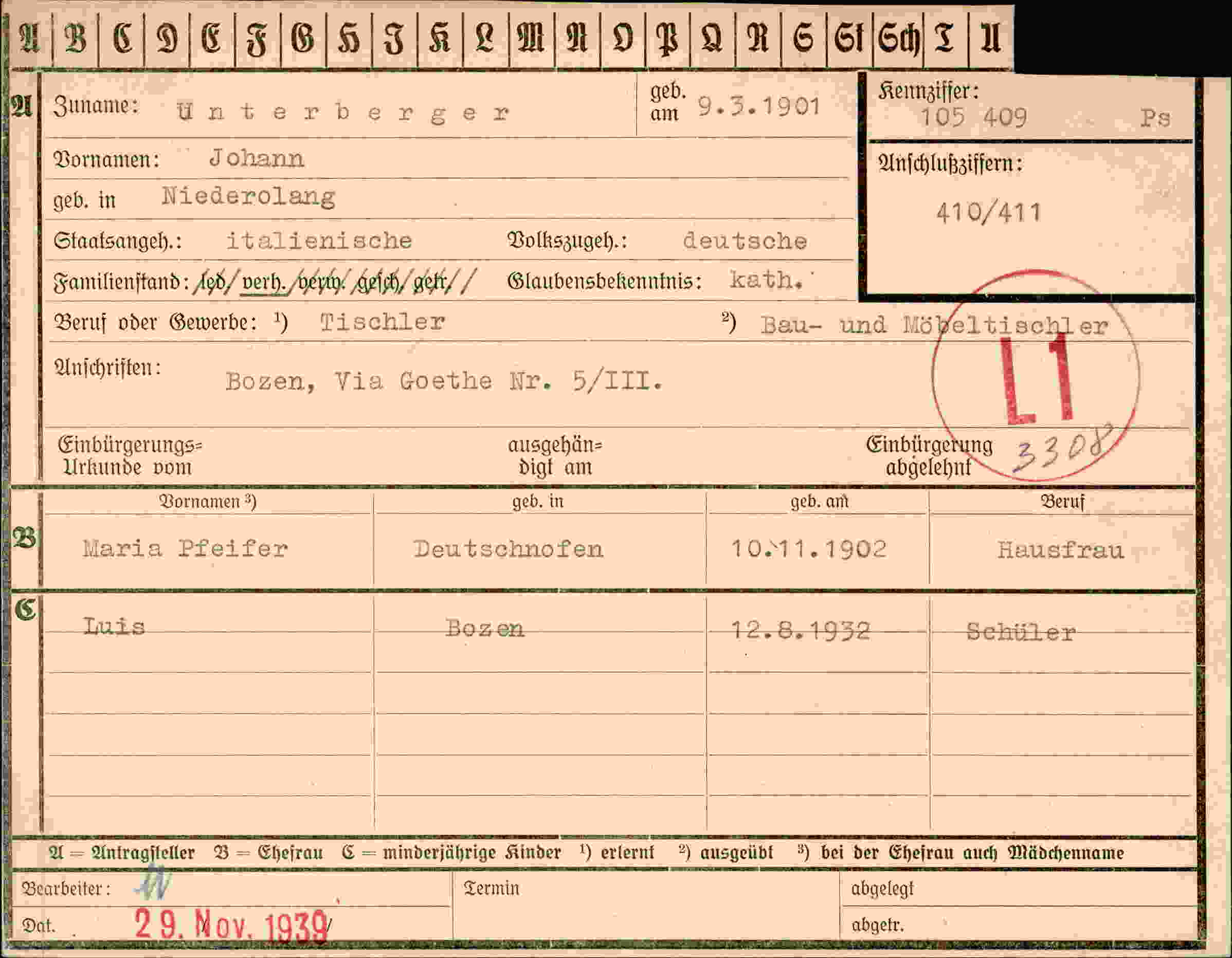 Dokument für Johann Unterberger
