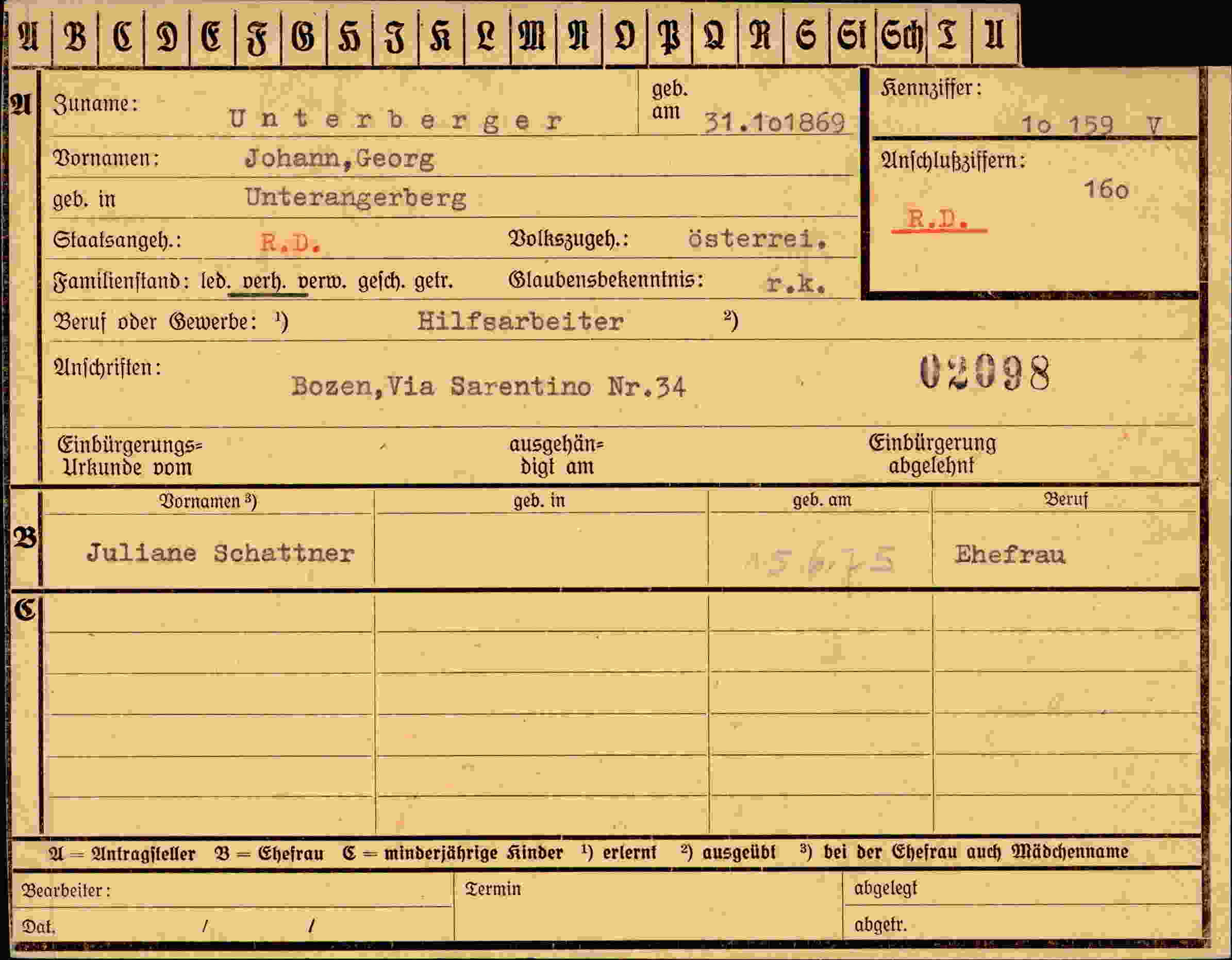 Dokument für Johann Georg Unterberger