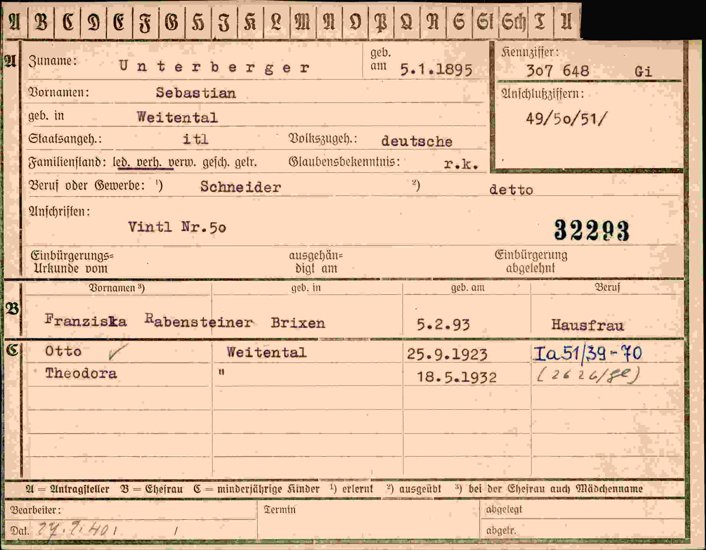Vorderseite des Dokuments