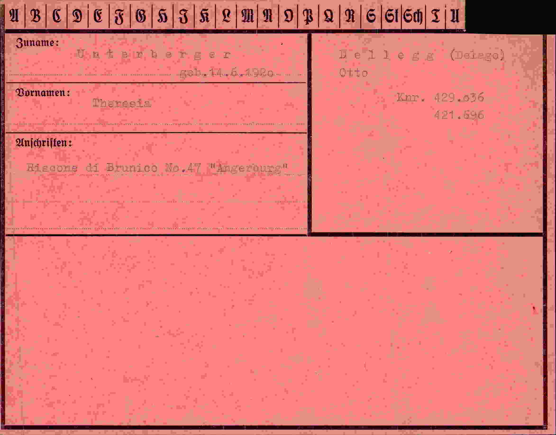 Dokument für Theresia Unterberger