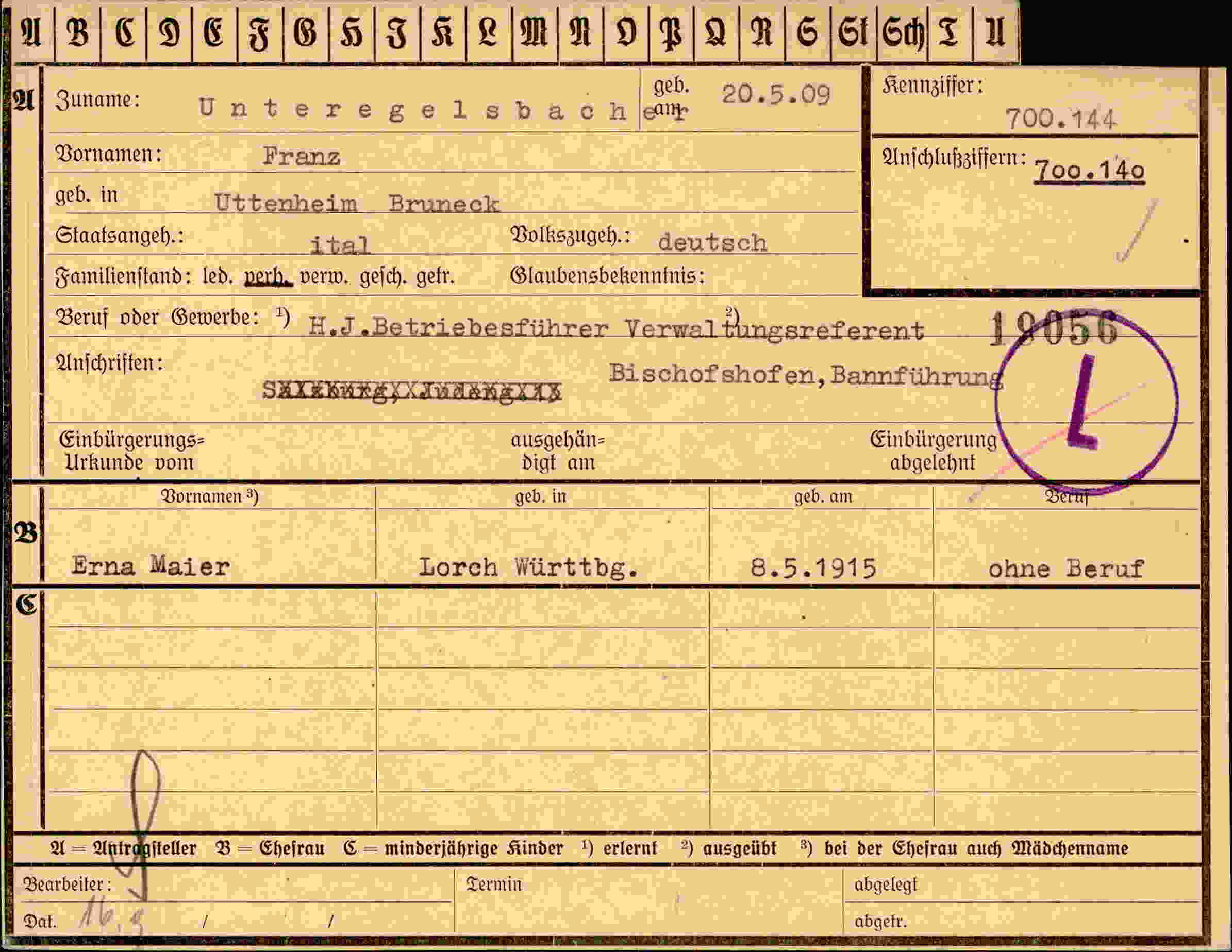 Vorderseite des Dokuments