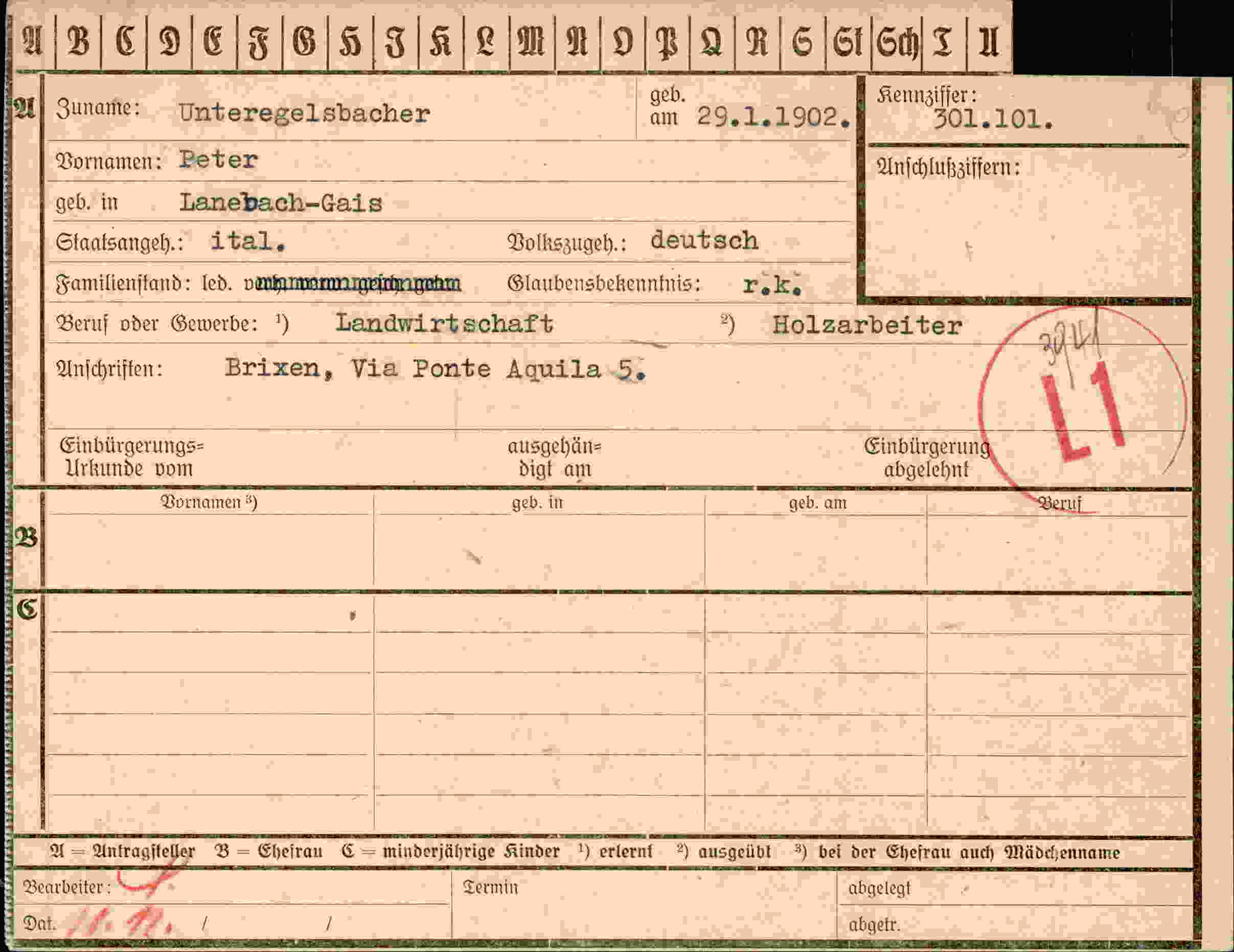 Dokument für Peter Unteregelsbacher